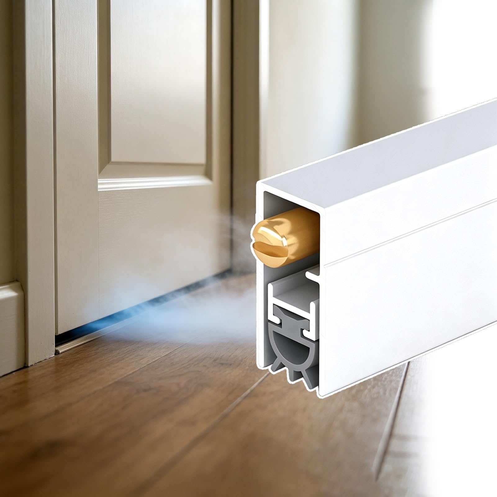 Paraspifferi Sottoporta Guarnizione Automatica Scomparsa Forma U Porte Locali Climatizzati | Guarnizione Inferiore per Porta Insonorizzata in Lega Alluminio, Ricambio Personalizzabile Guarnizioni Tenuta(83cm(32 3/4"))