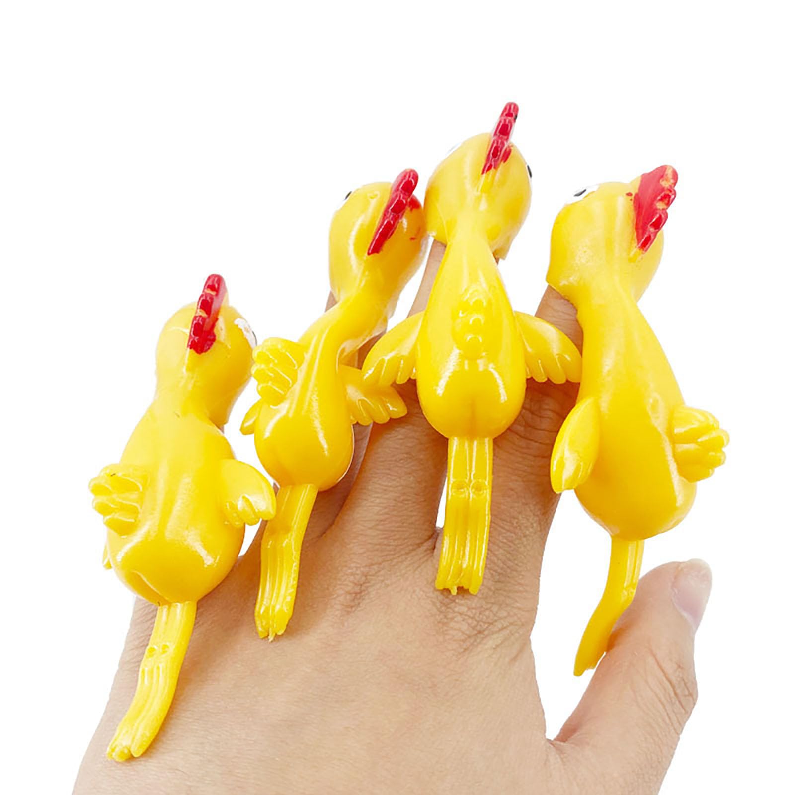 QHLWTT 20Pcs Funny Rubber Chickens Flying Cute Smile Rubber Chicken Easter Chicks Sticky Stretchy Slingshot Finger Toys for Party Favors Gift (Yellow) - Image 4