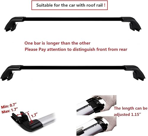 Miniatura 6 de Portaequipajes con cerradura para Volkswagen VW ID.4 2021 2022 2023 2024 Barras transversales portaequipajes (negro)