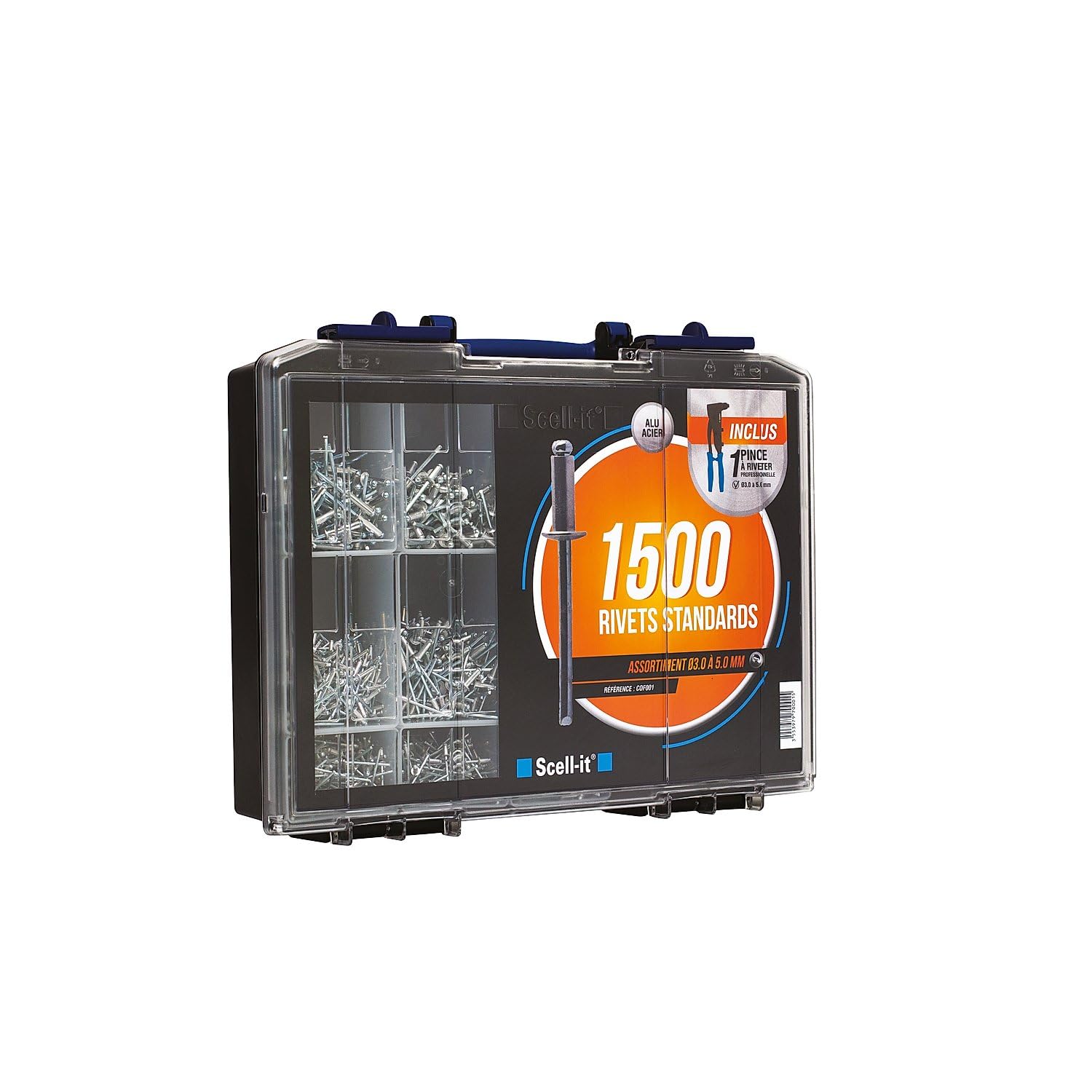 Pince et 1500 rivets SCELL'IT COF001 pour fixer le métal sans effort