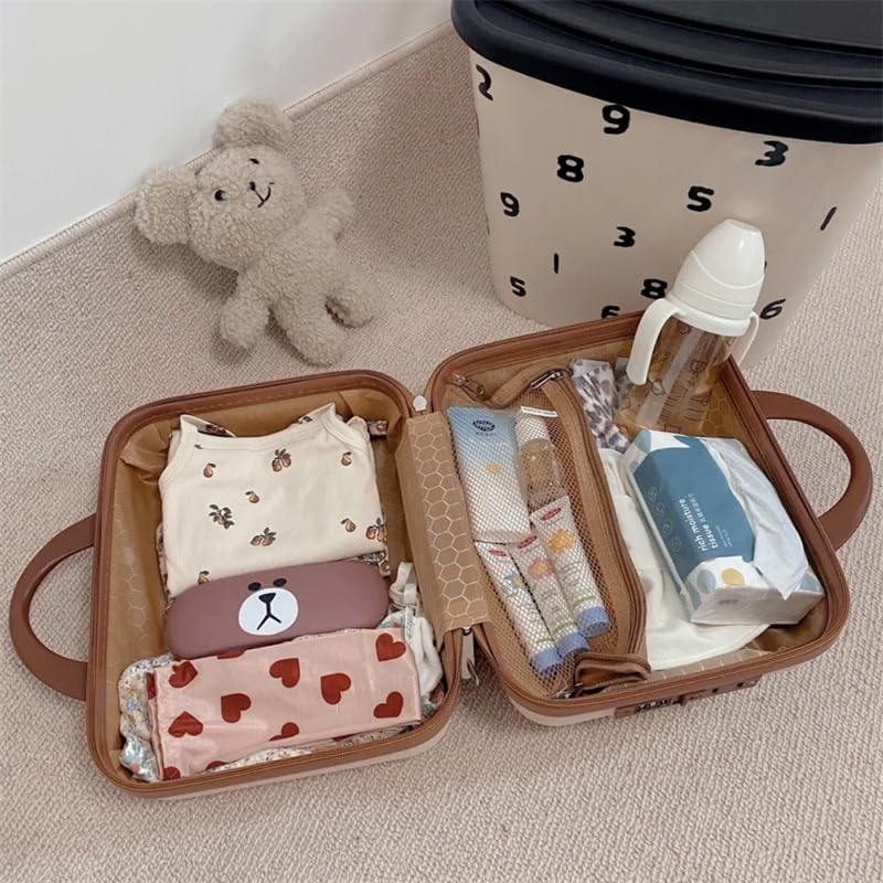 Image of Portable Hard Shell Cosmetic Bag Travel Case, Small Travel Hand Luggage With Elastic Band, Mini Abs Carrying Makeup Case Suitcase (T-Rose-Gold), 5 Cms