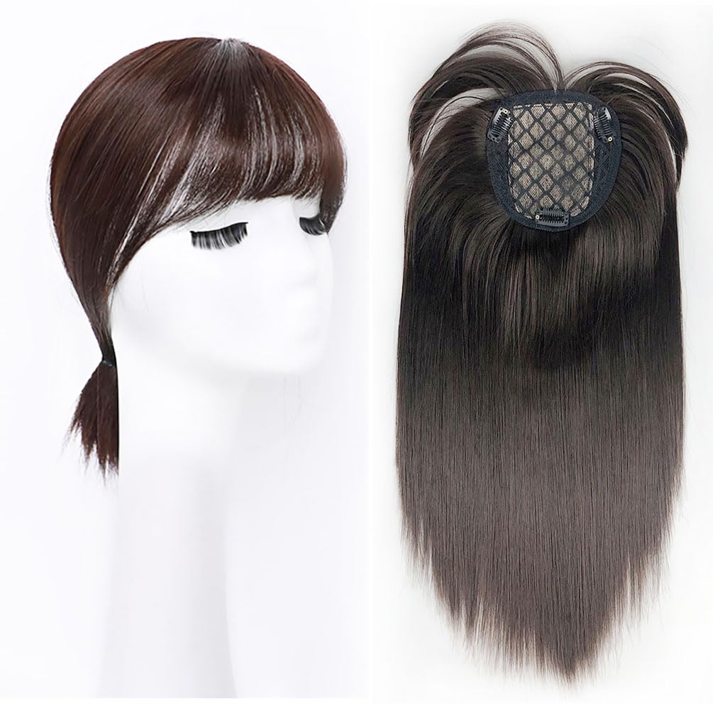 Amazon.com : Silk Straight Hair Topper Synthetic Clip in Wiglet with ...