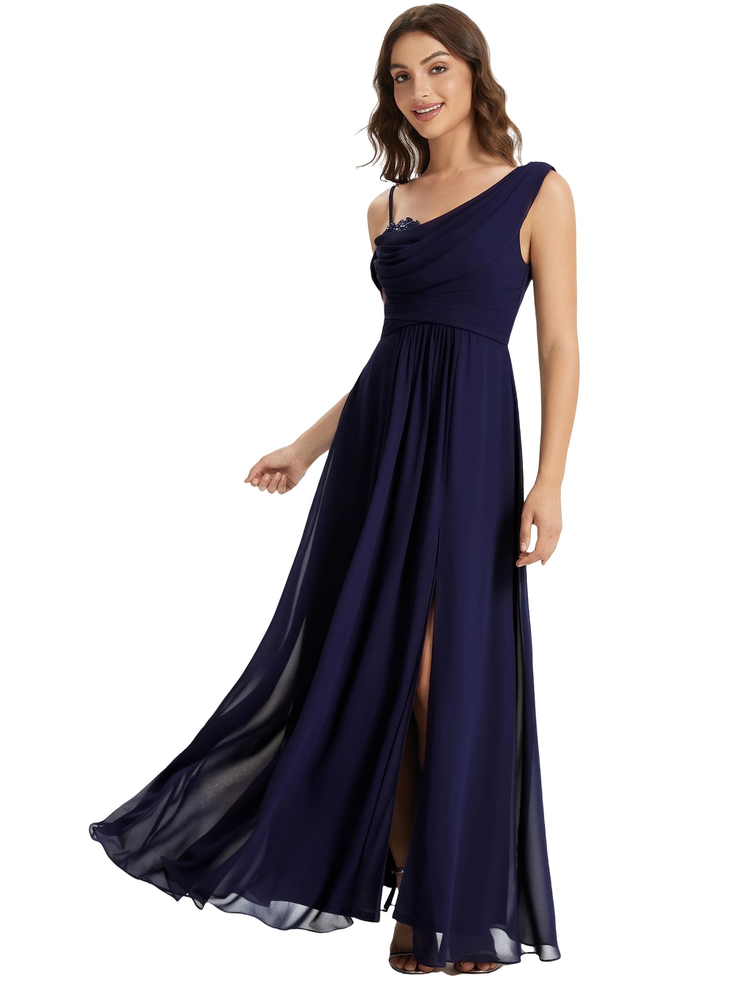 Ever-Pretty Brautjungfernkleider Lang Abendkleider Elegant Chiffon mit Schlitz ES02663