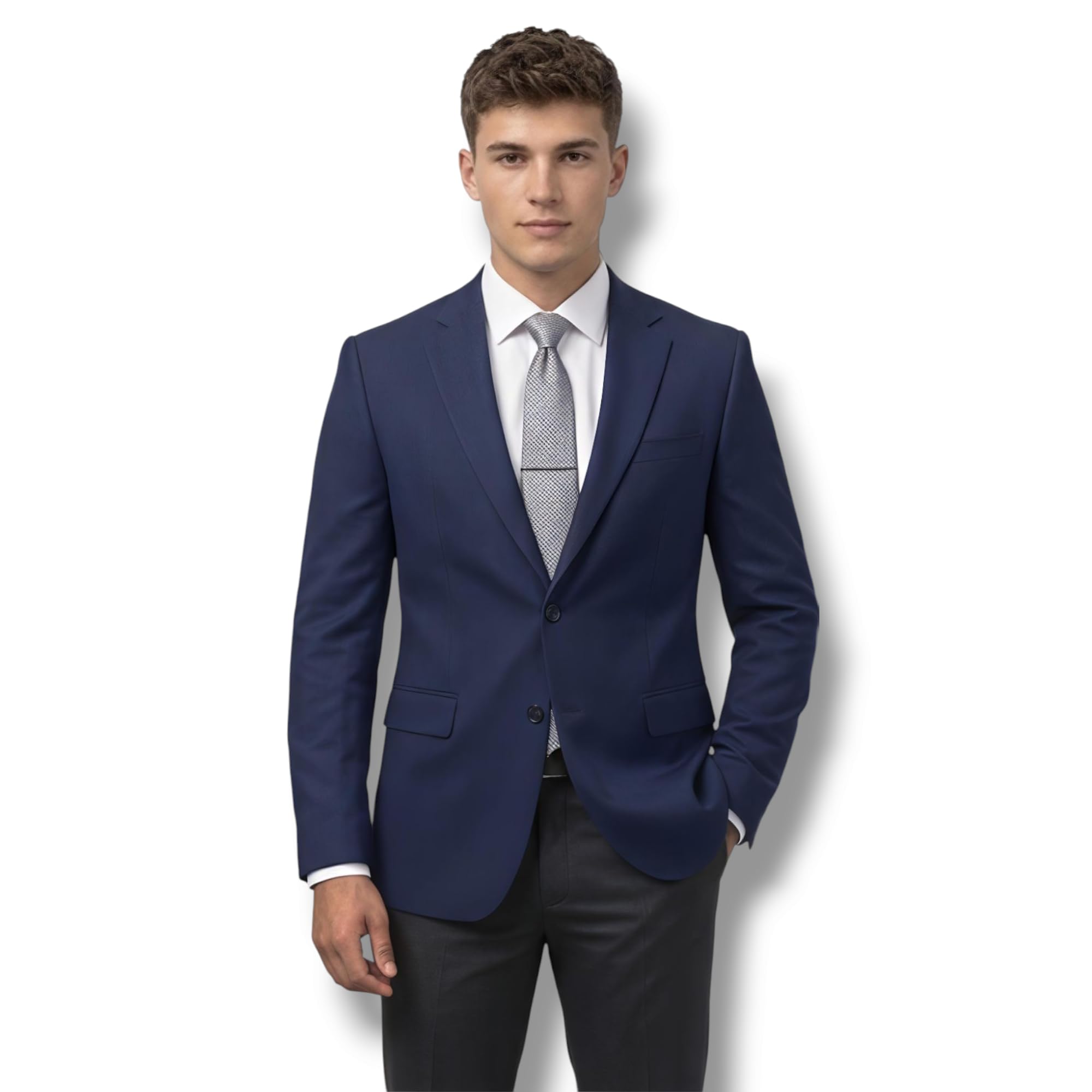 Men's Blue Blazer, Slim Fit Single-Breasted Formal Suit Jacket-picture-50