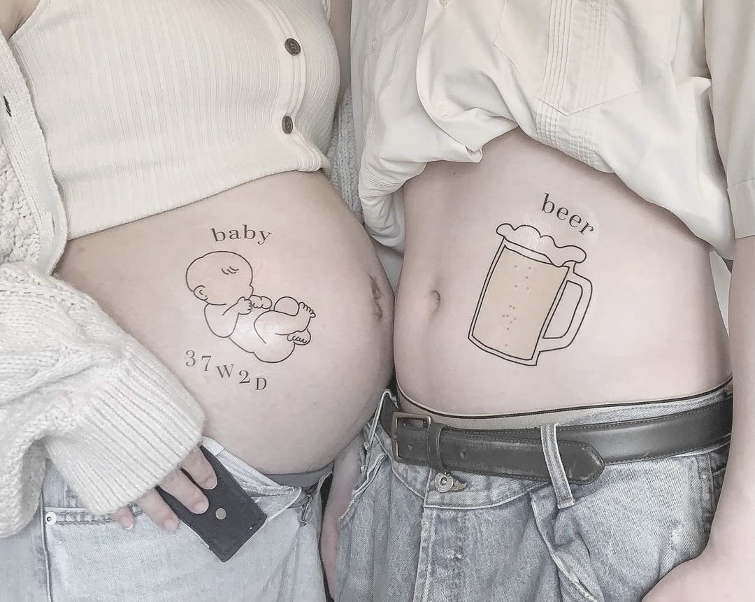 Amazon.co.jp: baby & beer マタニティフォト シール マタニティ 