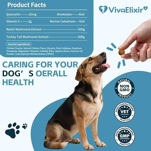 Miniatura 7 de Quercetina de fuerza nutricional para perros con bromelina para apoyar el sistema inmunológico equilibrado, promover el alivio inflamatorio y la