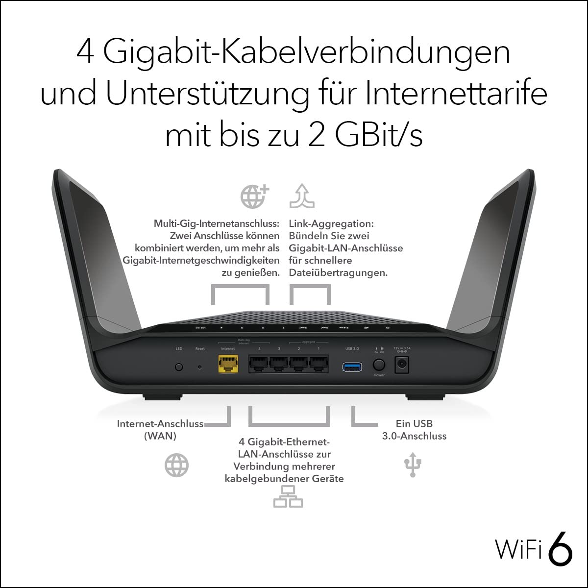 NETGEAR Nighthawk WiFi 6 WLAN Router RAX70, Bis zu 185 m², 6,6 Gbit/s
