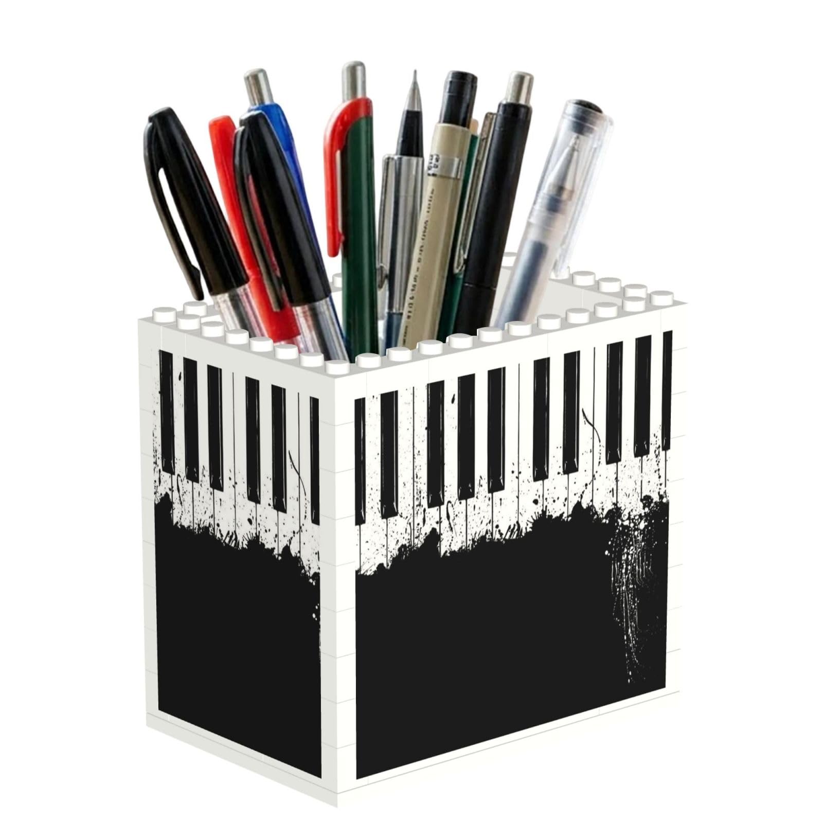 SATUSA Piano Print Building Block Texture Pen Holder - Pencil Holder For Desk Pen Organizer,Aesthetic Desk Accessories For Women(1pcs)