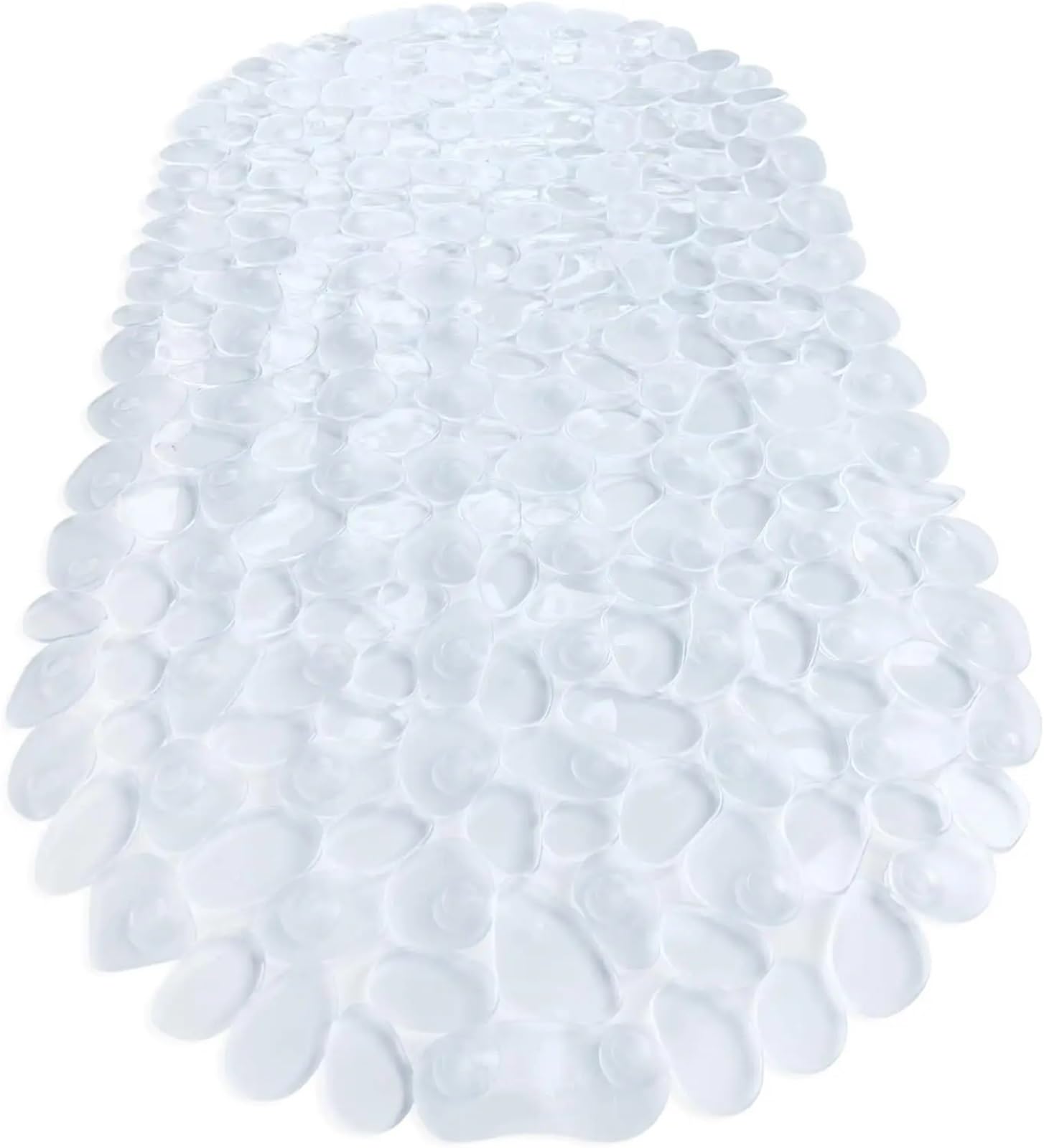 PVC Shower Mat, Oval Pebble Non Slip Bathtub Mat PVC Suction Cups Drain Shower Safe Multicolor 36x69cm(Clear)