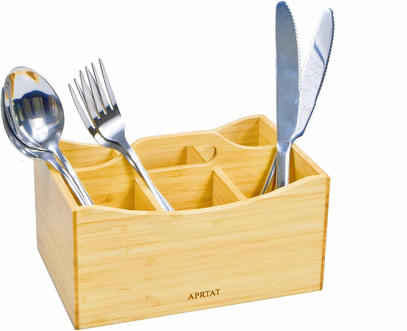 APRTAT Bamboo Flatware Utensil Caddy,Utensil Holder For