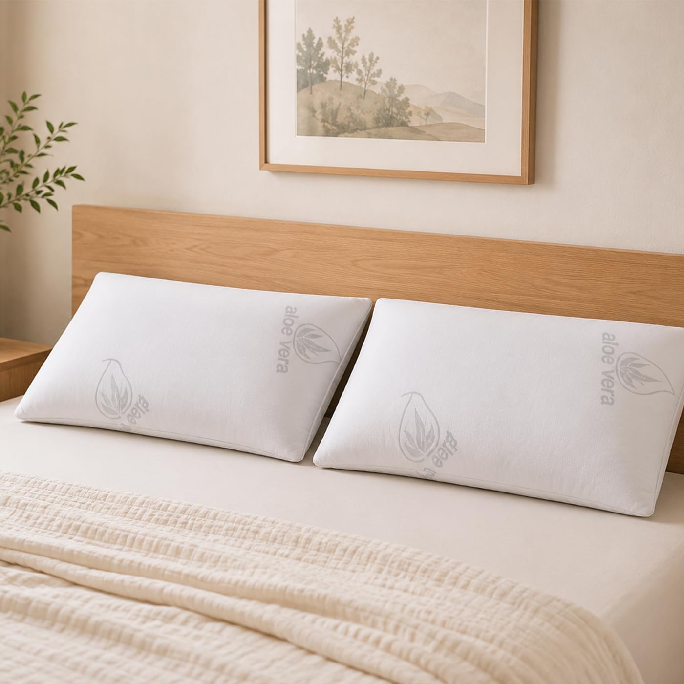 ACCRUX-Almohada Viscoelástica 100% Viscoelástico (2 Unidades Visco 75 cm) | Almohada con Tejido Aloe Vera, Antiácaros, Antibacterias, Ergonómica y Termorregulable, Alivio de Presión y Máximo Confort