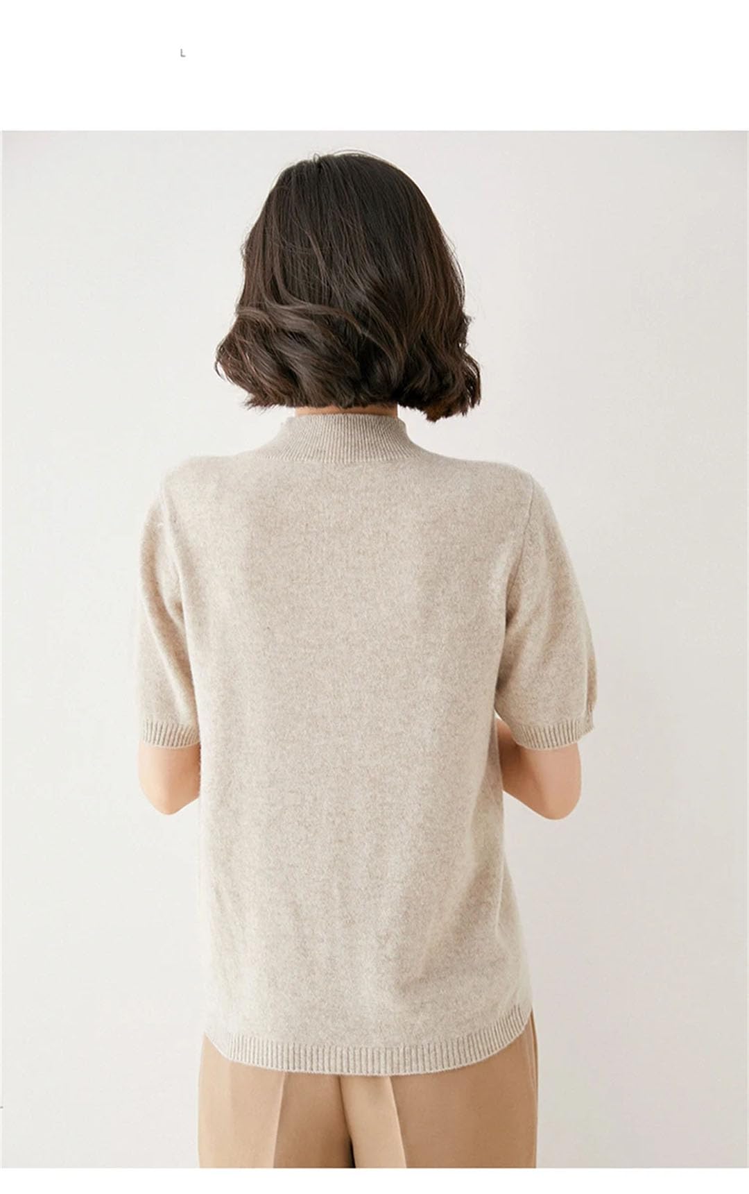 Vogrtcc Maglione da donna in lana, maglia primaverile, mezza manica