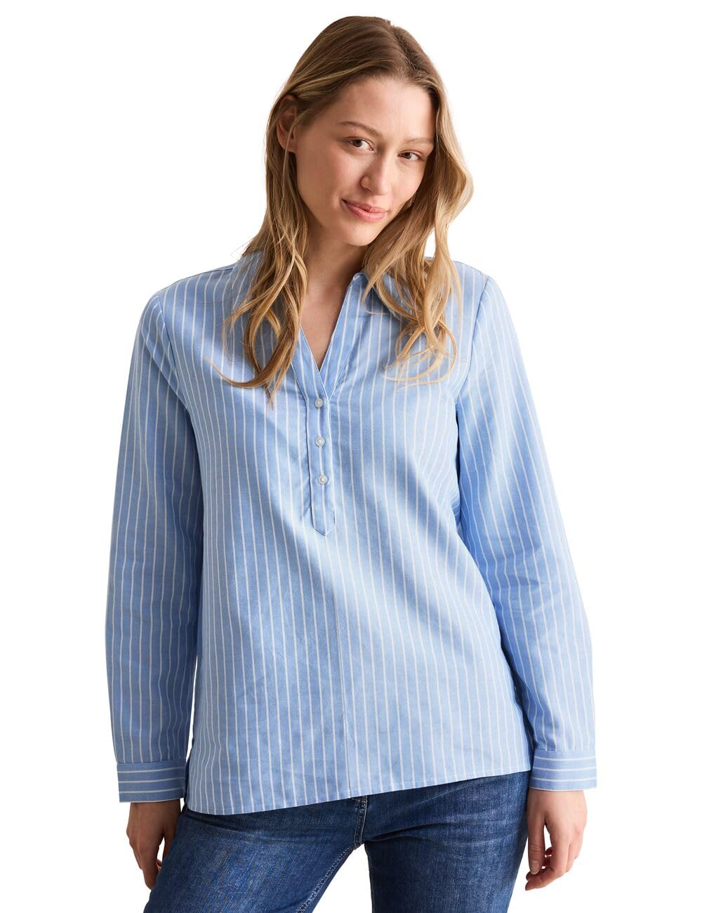 Cecil Striped Oxford Blouse, Fresh Light Blue, S