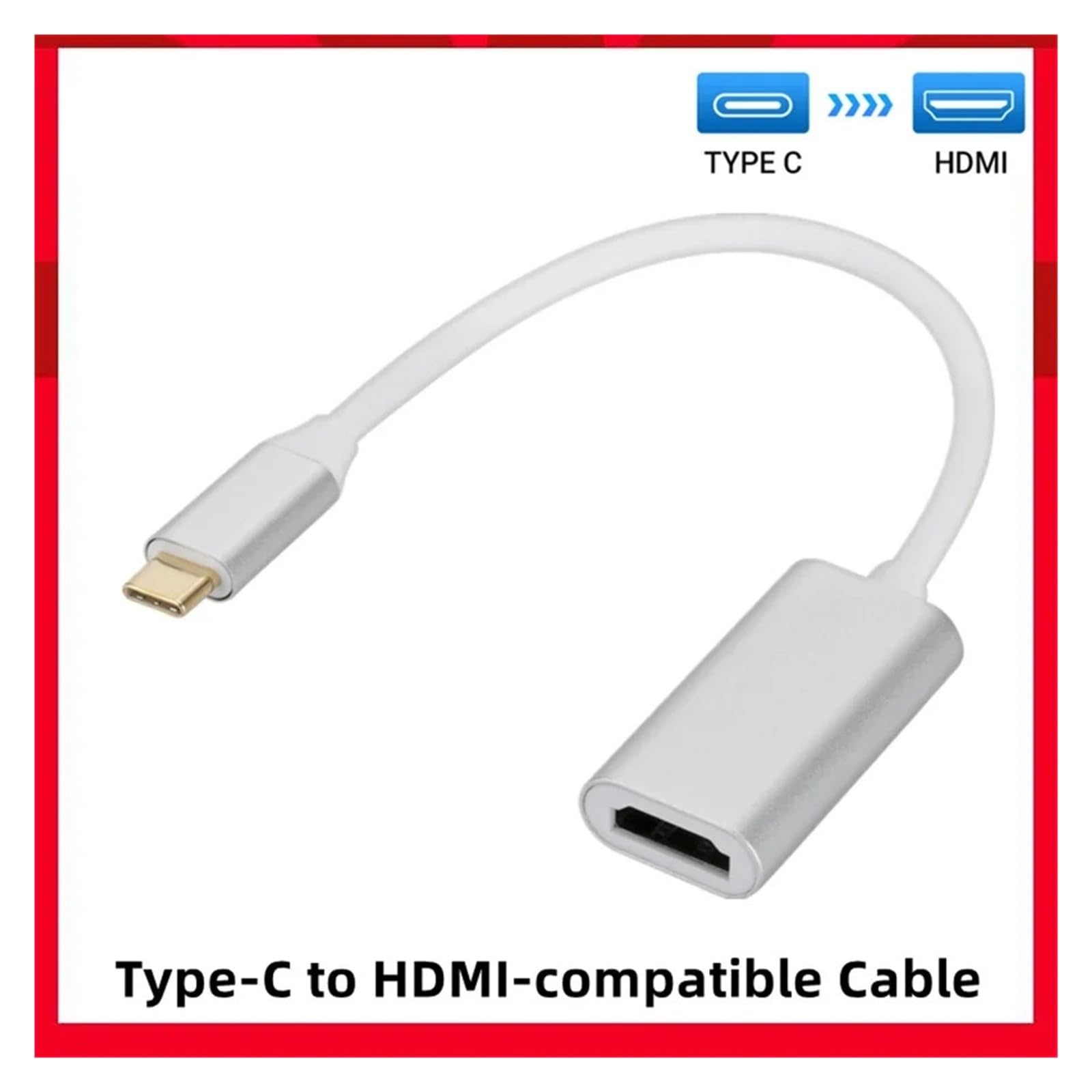Adattatore USB 3.1 Da USB-C A HDMI (funzione HUB) - Compatibile Con MacBook/iPad/Samsung/Xiaomi/iPhone 15, Funziona Con TV/PC(Silver)