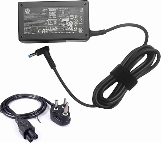 HP 65W AC Blue Pin Laptops Charger Adapter 4.5mm fit for HP Pavilion Black (with 3 pin Power Cable)
