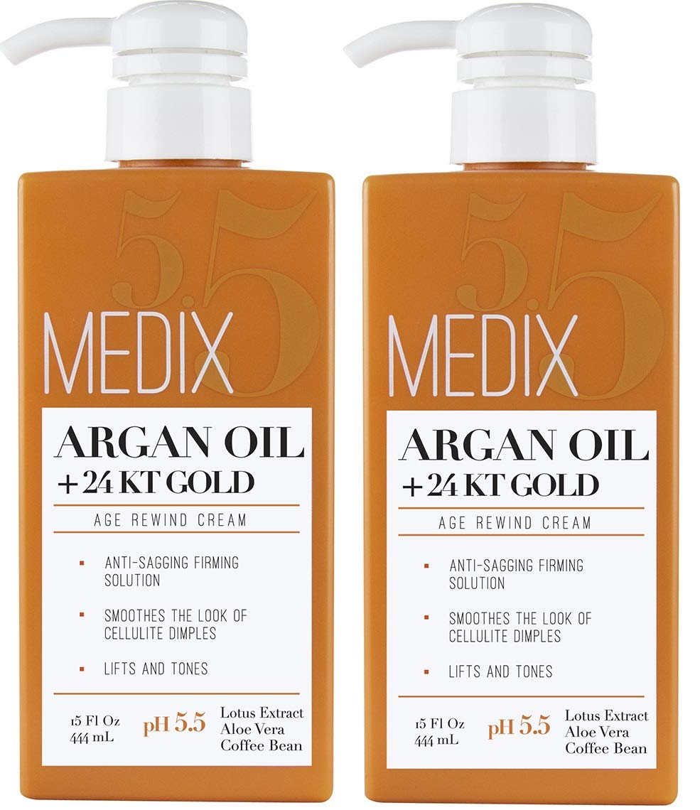 Medix 5.5 Argan Oil Cream with 24kt Gold. Anti-sagging firming cream to reduce the look wrinkles, cellulite, and blemishes. 15oz (Two - 15oz)