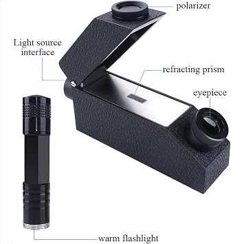 Professional Gemstones Refractometer, Gem Refractometer Kit with Polarizer Lenses, 1.30~1.81RI Measurement Range and 0.01RI Index Value, 3S Fast Detection and Easy Reading, for Gem Testing Center