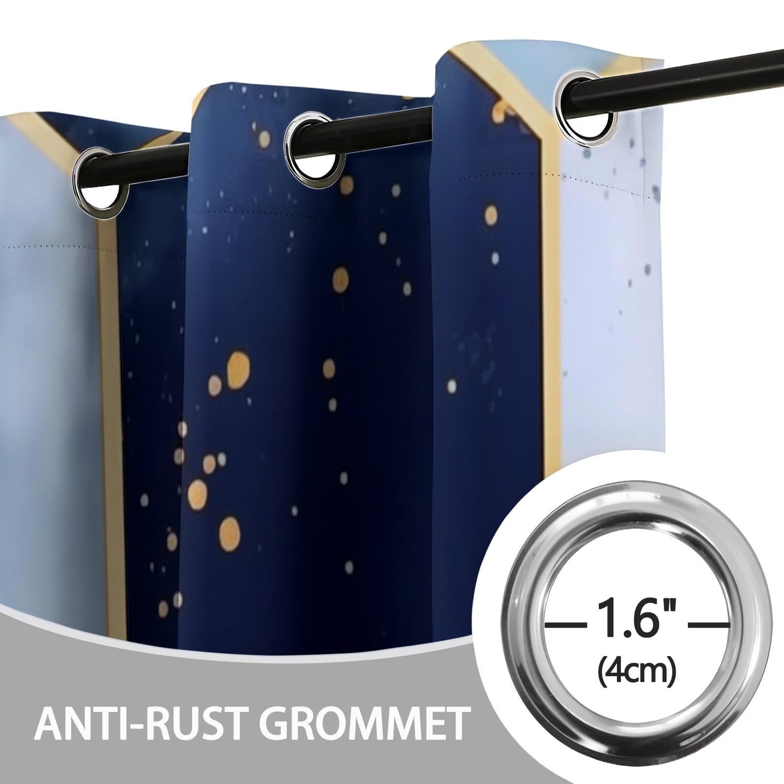 Décoration Géométrie Abstraite Hexagones, Rideaux Longs 140L X 260H cm (2 Panneaux), Tissu Occultant Thermique pour Baie Vitrée, Bleu