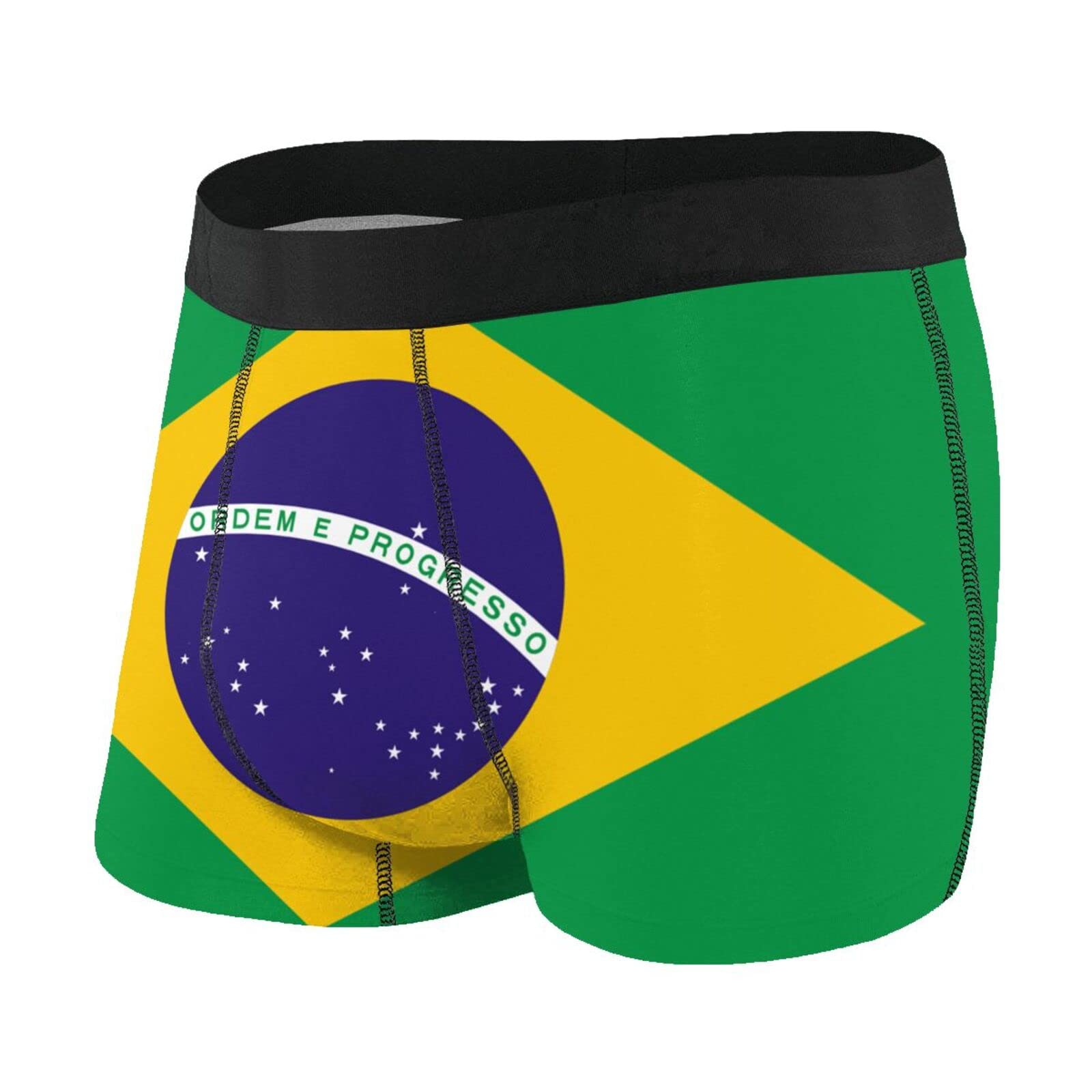 SEVEBJ Brazil Flag Men'S Underwear Breathable Stretch Boxer Briefs Black