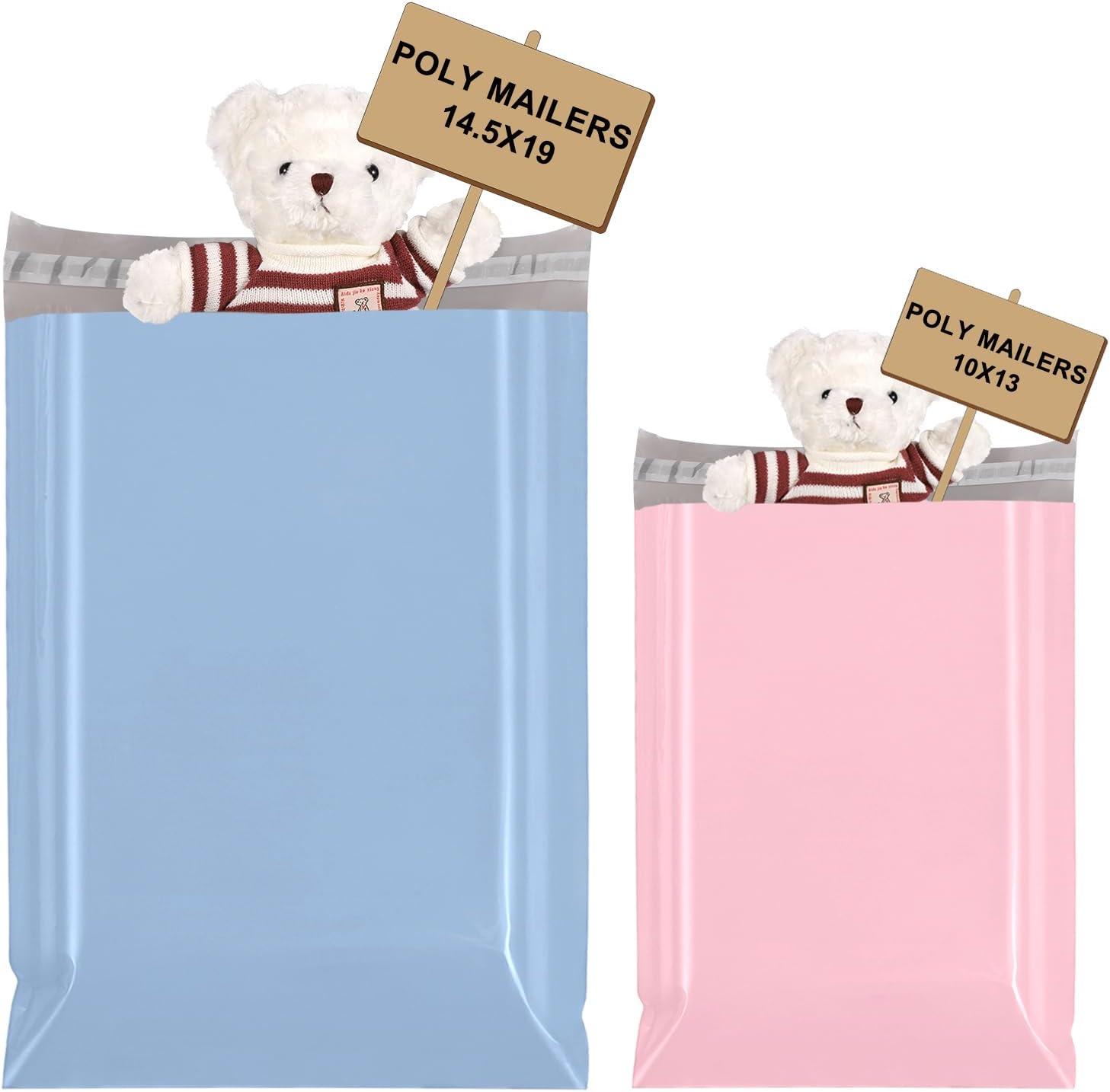 Metronic Poly Mailers 10X13 100Pcs&14.5x19 100Pcs, Strong Adhesive Shipping Envelopes for Clothing, Medium Shipping Bags for Small Businesses, Waterproof Mailers Poly Bags, in Pink&Blue