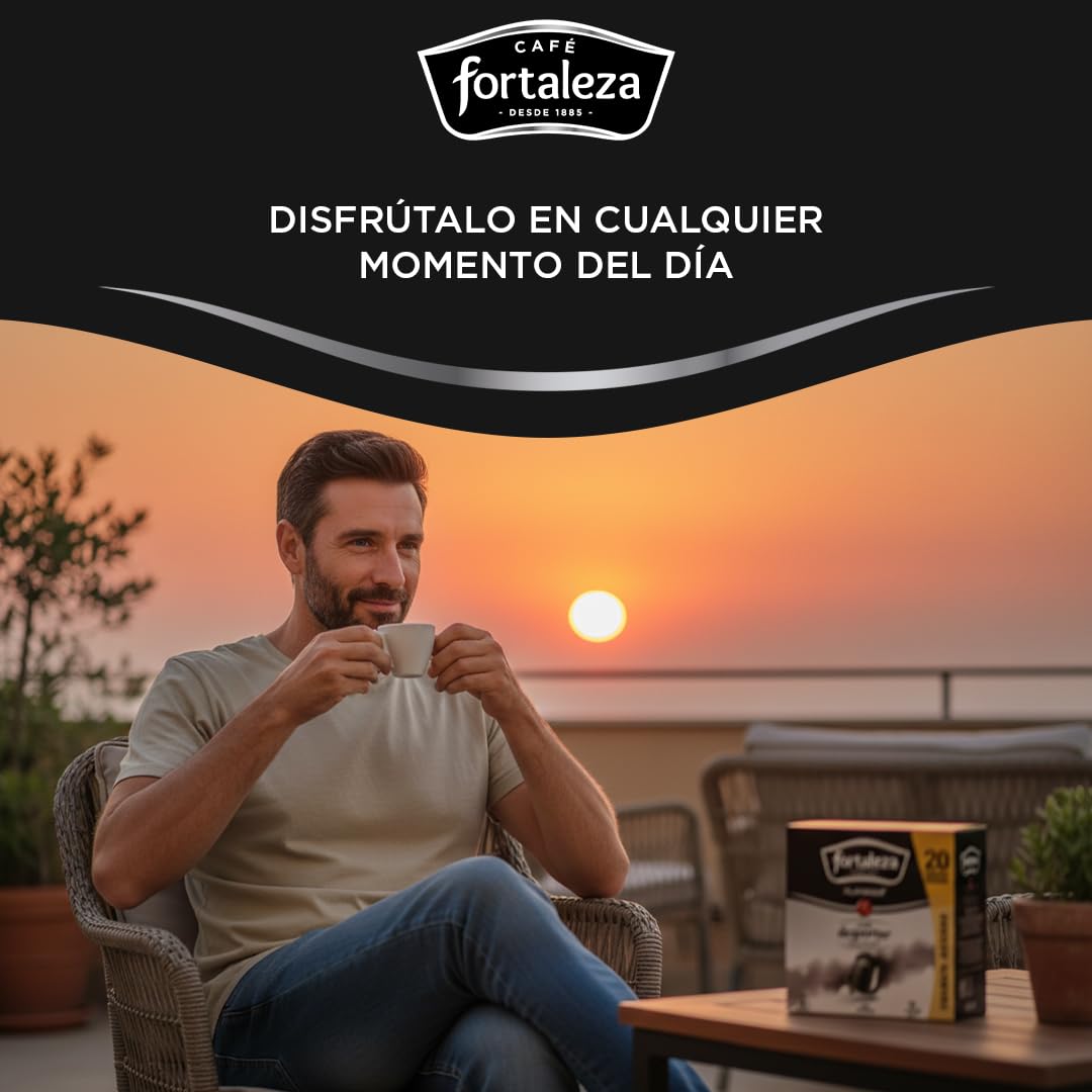 CAFÉ FORTALEZA Cápsulas de Café Compatibles con Nespresso Sabor Despertar Pack 8x20 - Total 160 uds - Café 100% Arábica Tueste Natural - Cápsulas de Café Intensidad 10 con Aroma Fresco