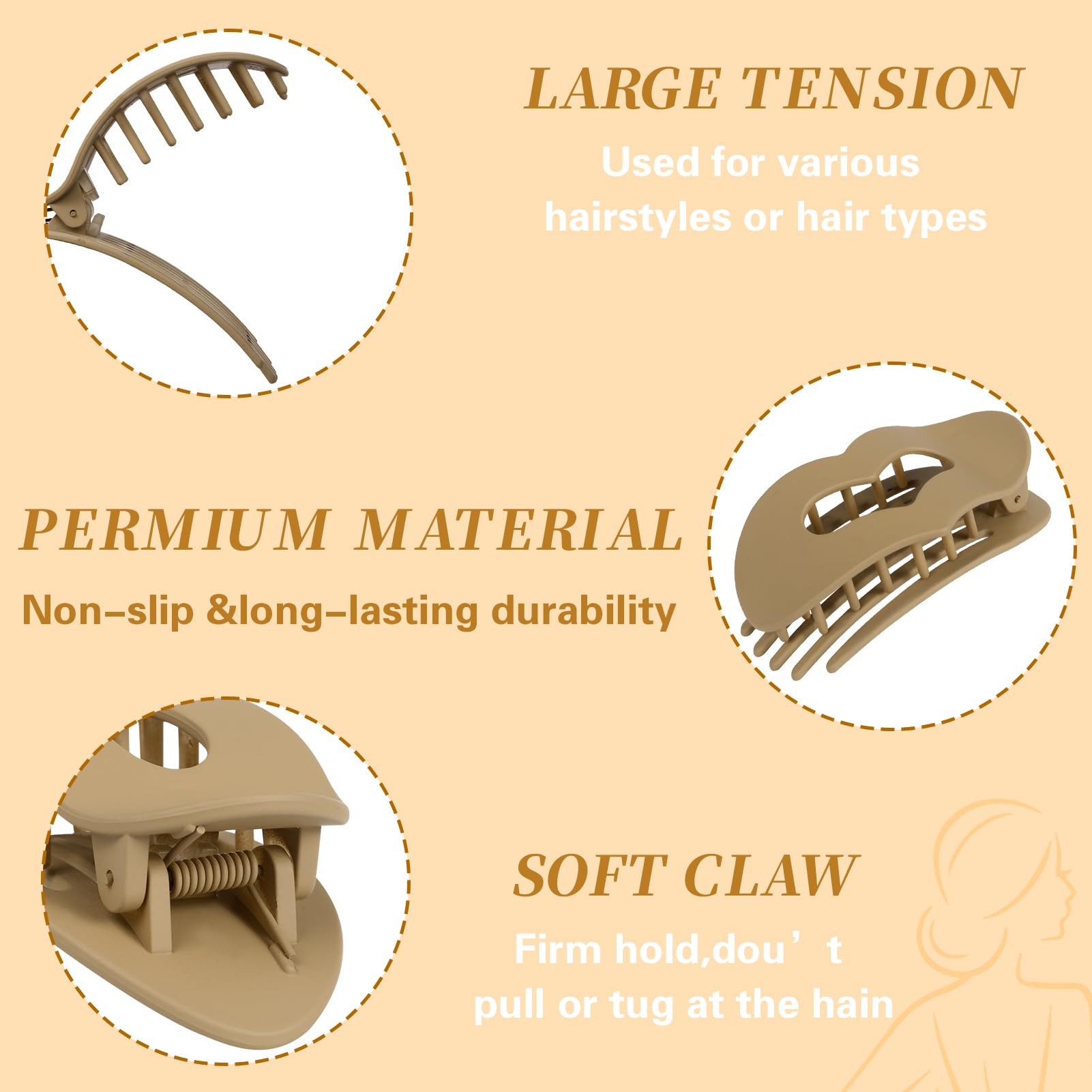 Moerstar 6 Pcs Flat Hair Clip, Hair Claw Clips Women - Image 2
