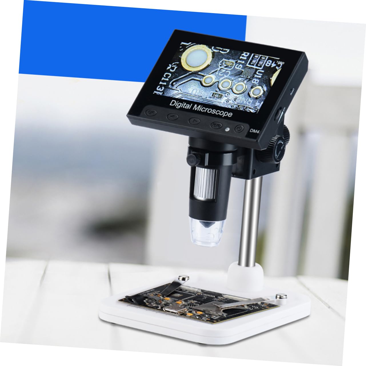 Gadpiparty Microscopio Digitale Portatile Lcd Con Led Regolabili Supporto Stabile e Funzione Di Registrazione Video Per Ispezioni Riparazioni e Identificazione Di Gioielli Nero