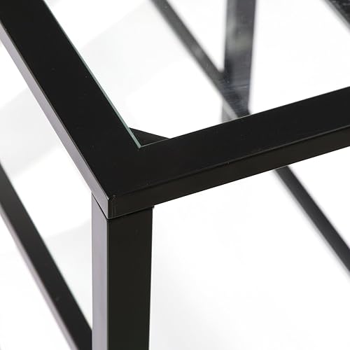 Miniatura 7 de SEI Furniture Tyler - Soporte para TV de metalcristal, estilo transicional, color negro