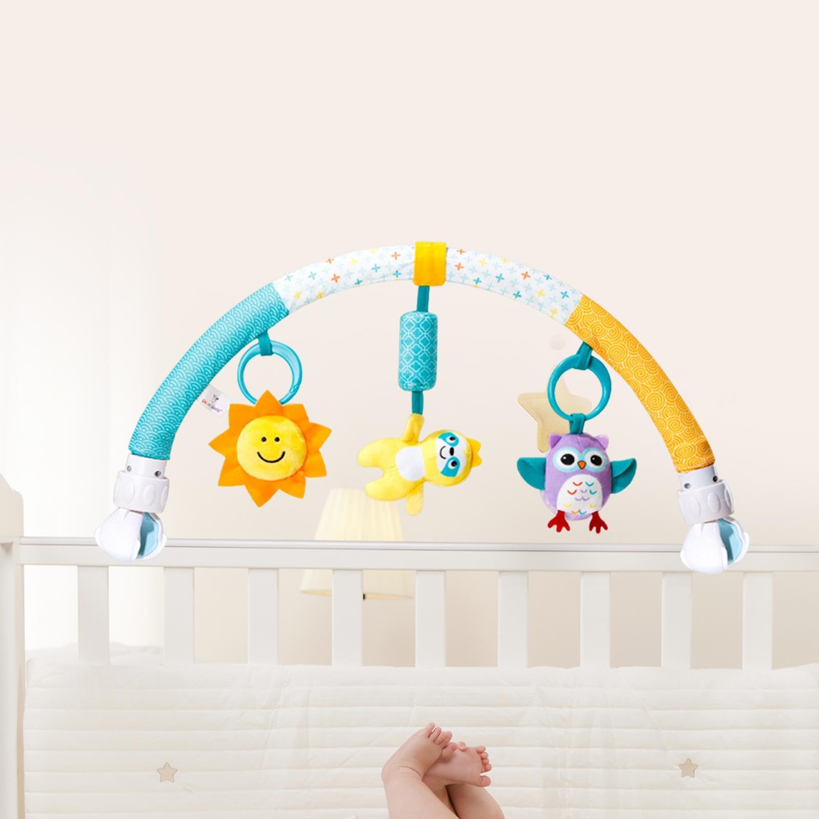 Qianly Kinderwagen Spielbogen Mobiles Spielcenter Autositz Anhänger Greifling Und mit Abnehmbarem Design für Flexible Nutzung Am Einkaufswagen Od, Faultier