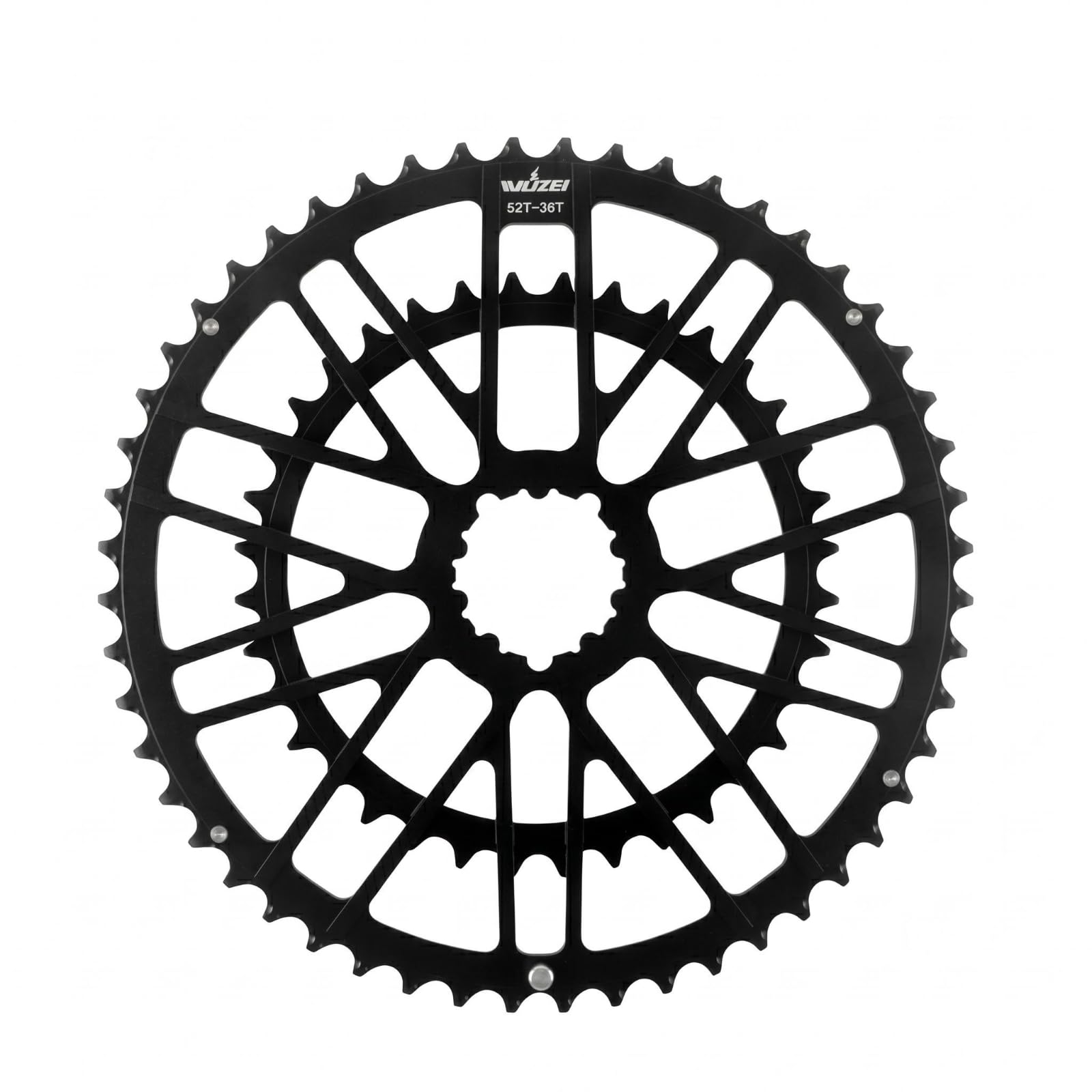 Chainring Doppia Corona per Road Bike Anello Catena Pignone Ingranaggio Alluminio Lega con Profilo Denti Che Trattiene La Catena E Montaggio Pulito, 52T/36T