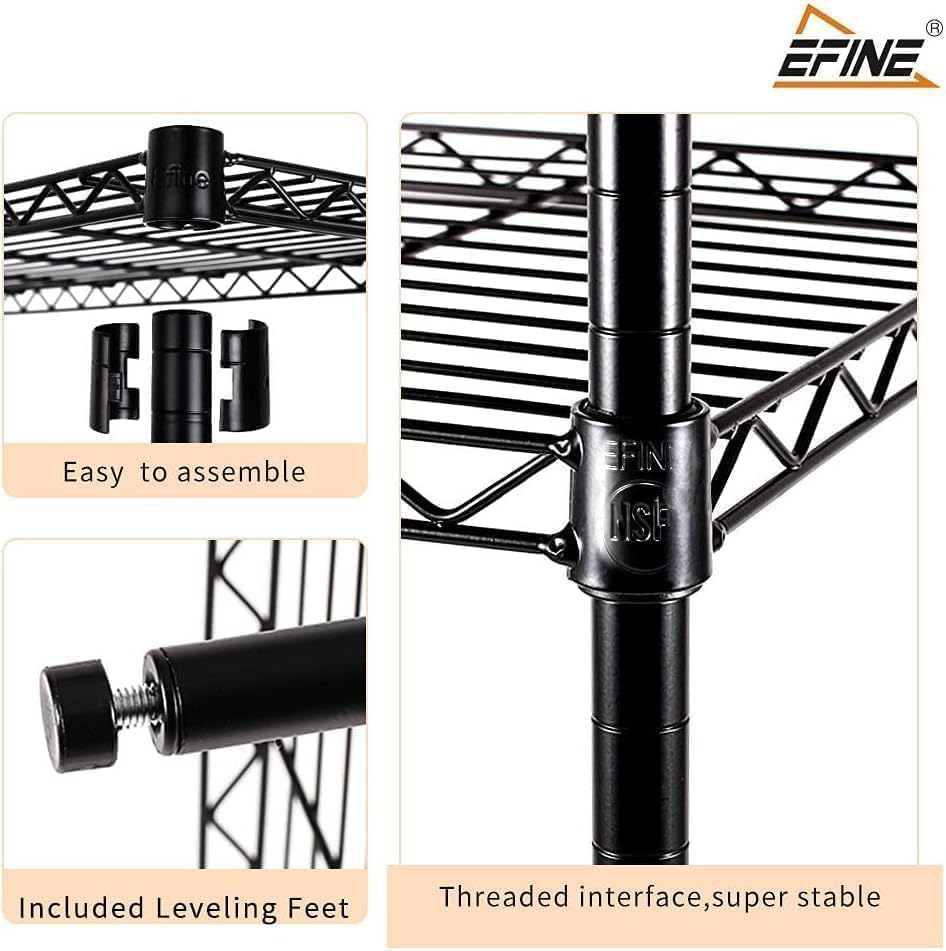 Miniatura 3 de Catalina Creations Estantería de alambre, estantes de almacenamiento de 4 estantes, metal propio, estantería de acero ajustable resistente con 4