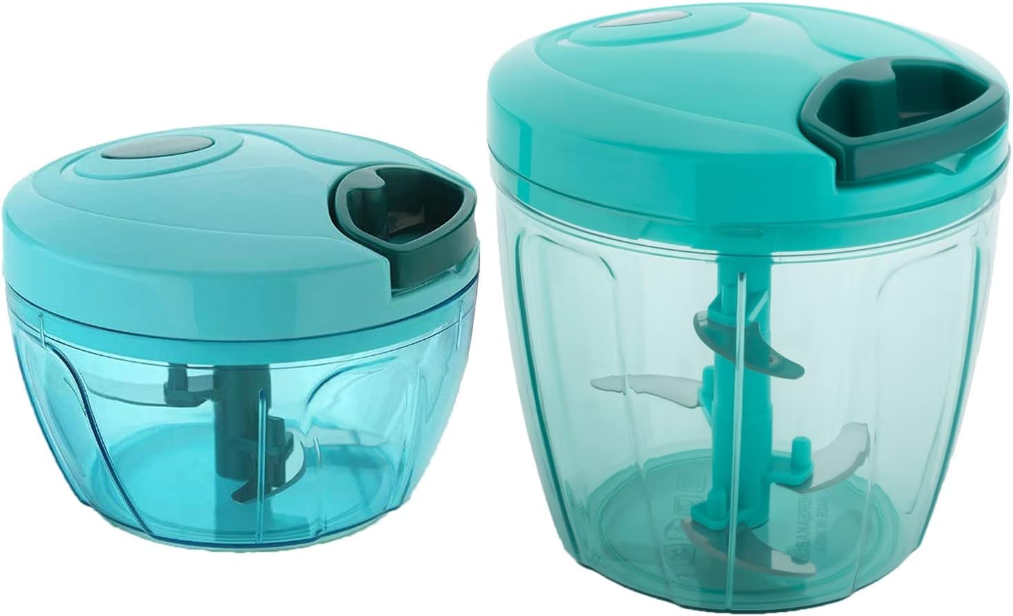 Vegetable Chopper, Cutter Set with Storage Lid for Kitchen, Stainless Steel Blade - Multicolor (400ml + 1000ml)