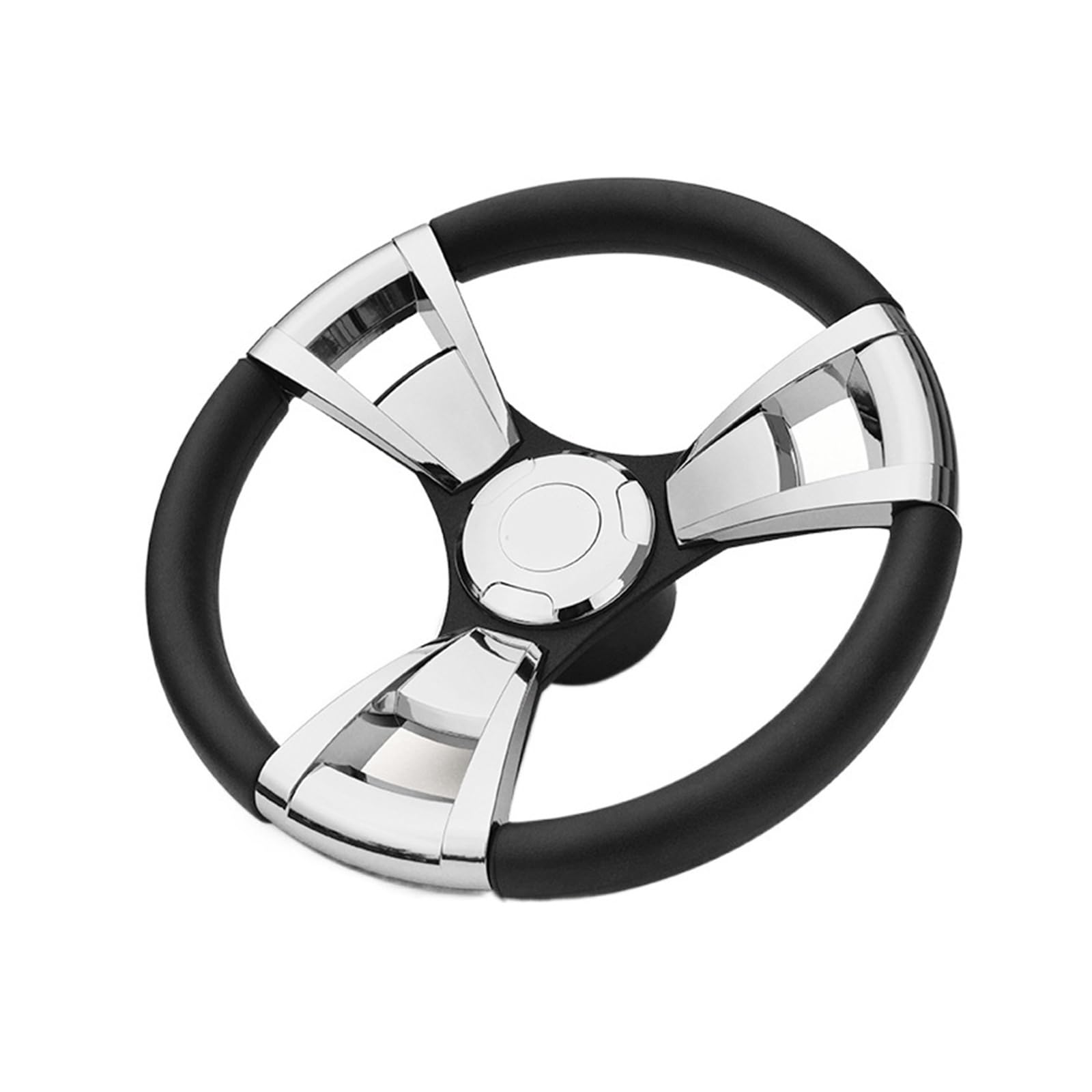 Ship steering wheel Genuine Marine Boat Steering Wheel 3 Spoke Comfortable PP Foam Grip Universal 3 4 Shaft Wheel Fit For Yacht Speed Boat Accessories Comfortable ( Color : Bright Silver , Size : 1 )