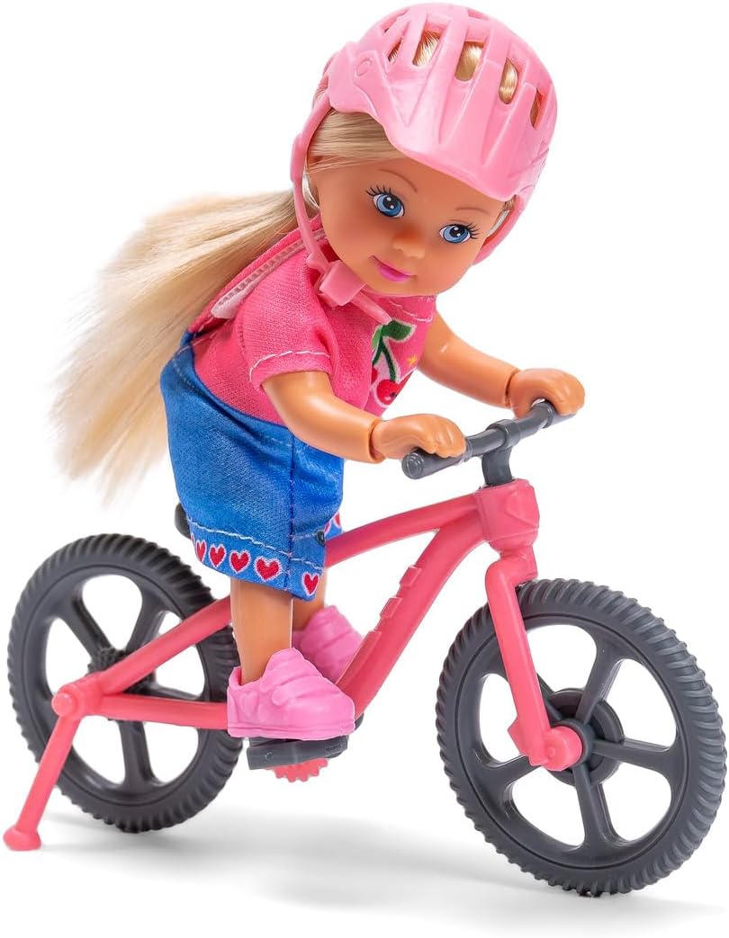 Simba Evi Love Mountain Bike - Doll with Bicycle and Helmet, Sporty Play Set with Accessories, Outdoor Adventure for Children, Doll Size 12 cm, Age 3+