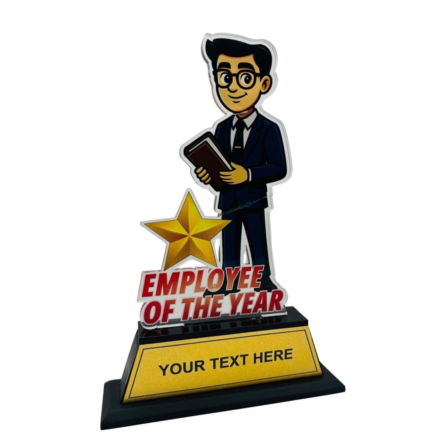 Employee of the Year Trophy Acrylic Award 8 Inch Custom Corporate Award with Wooden Base | UV Printed Glossy Finish | Office Recognition, Employee Appreciation Gift-picture-28