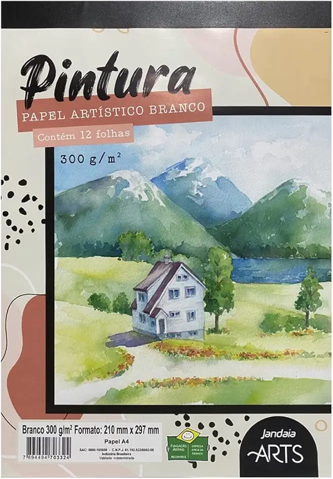 Bloco Pintura, Jandaia, A4, 300 Gramas, 12 Folhas