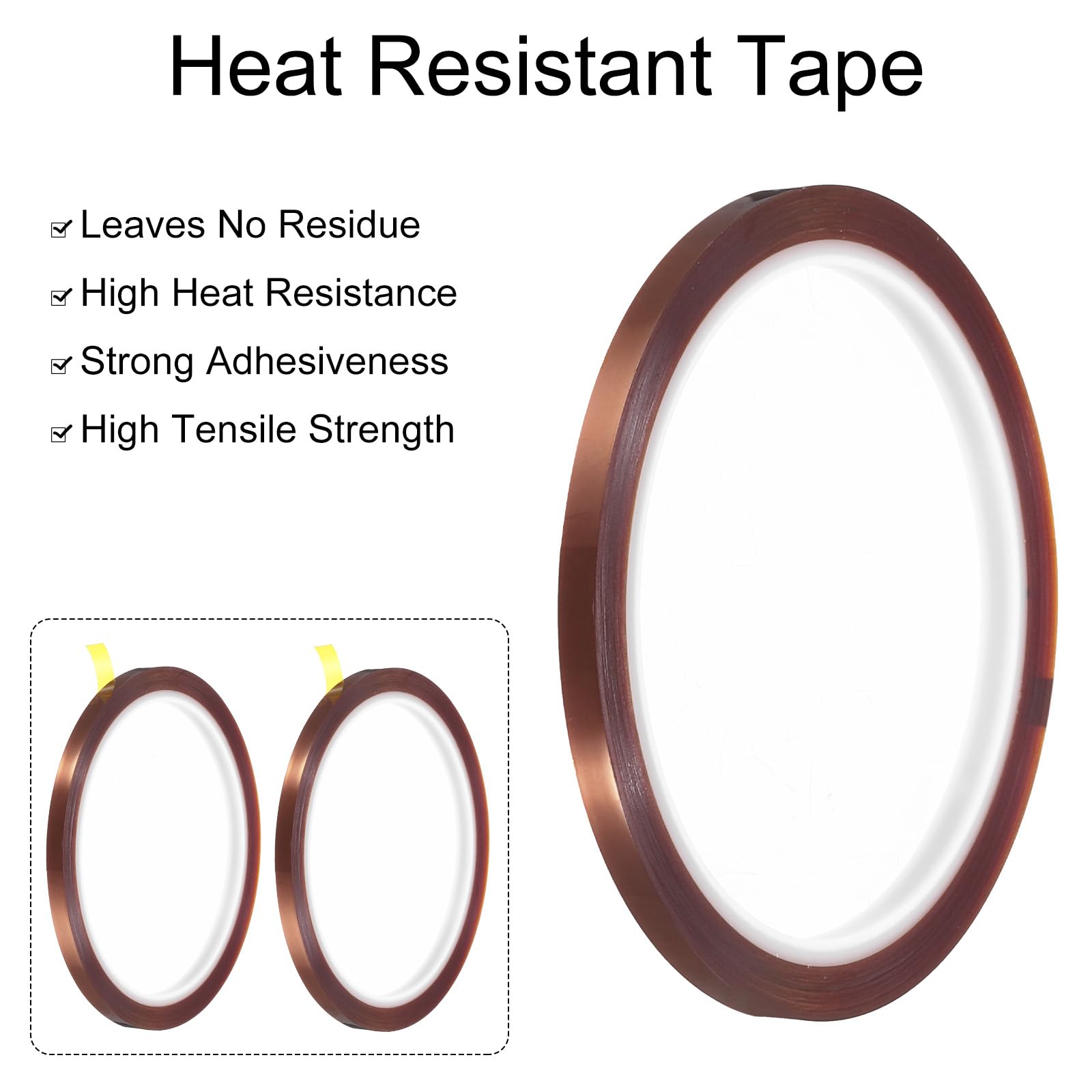 sourcing map Cinta térmica, 4 rollos de 5 mm x 33 m, cinta resistente al calor de alta temperatura para sublimación, prensa de calor, transferencia de calor, soldadura, placa de circuito
