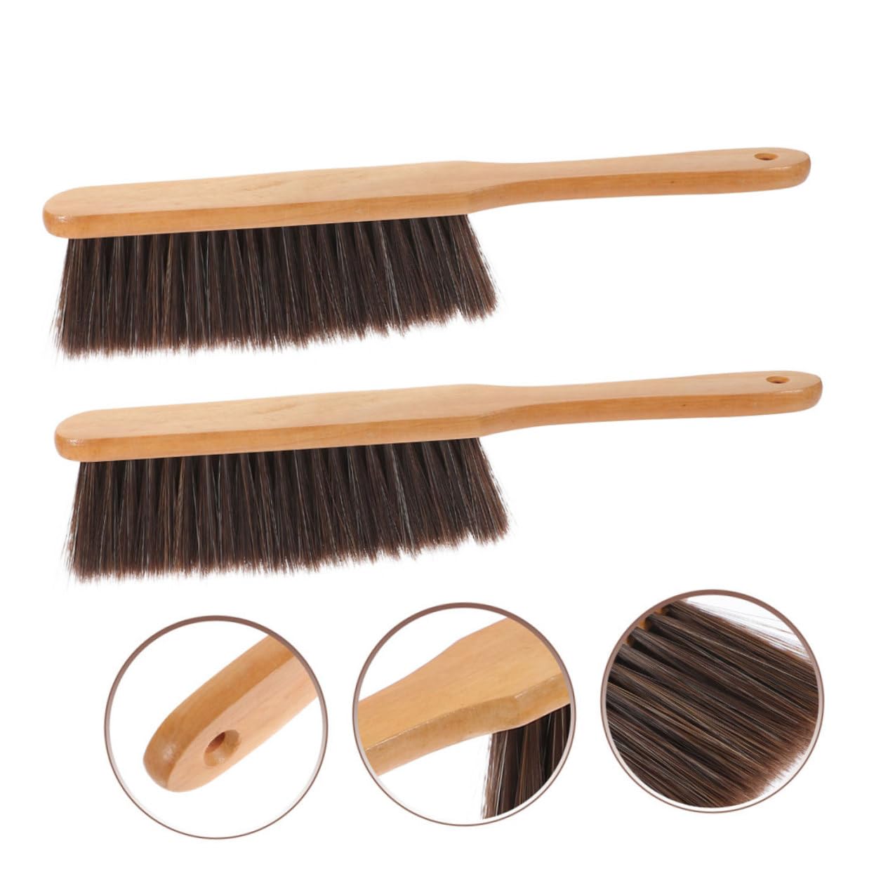 Cabilock 2pcs Bed Cleaning Brush Clothes Brush Hand Broom Whisk Broom Car Cleaning Bench Brush Sofa Brush Wood Handle Cleaning Brush Small Broom Keyboard Brush Soft Brush Cleaning Car Brush