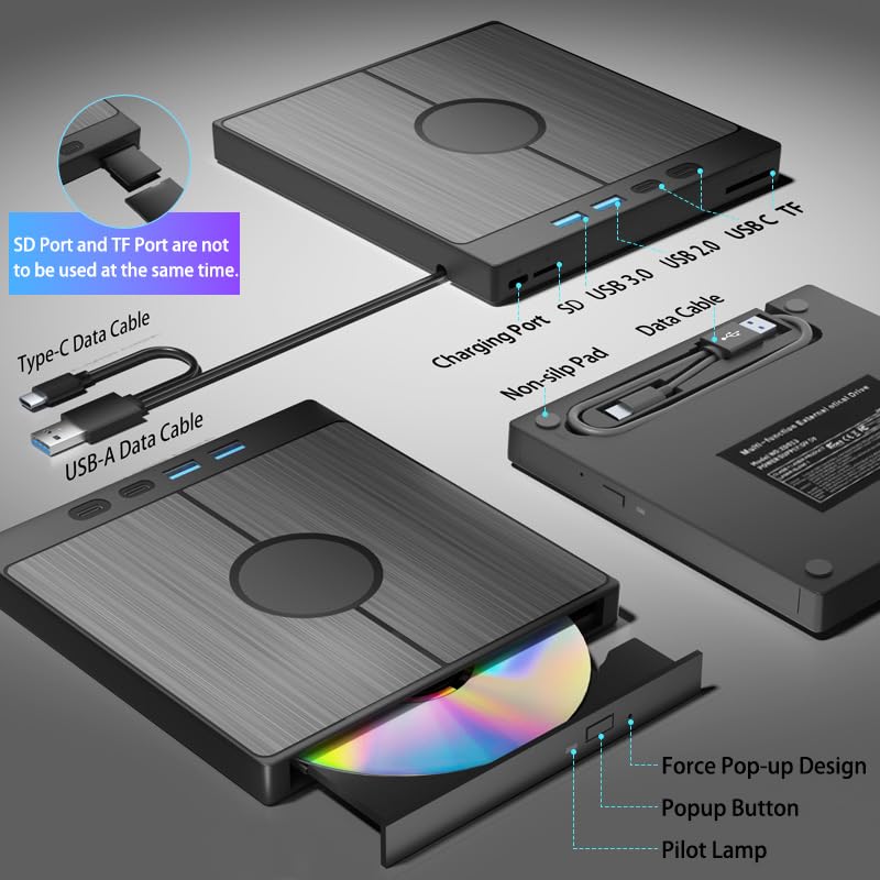 Amazon.co.jp: 7 in 1 外付けブルーレイドライブ USB 3.0 Type-C DVD