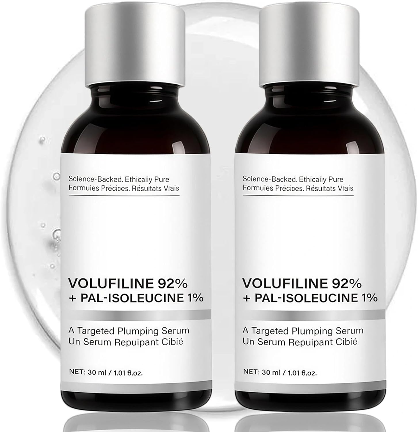 Volufiline 92% Serum, Advanced Skin Plumping & Tightening Concentrate, Non-Invasive Face Filler for Hollow Cheeks, Under Eyes & Marionette Lines, Firming Booster for Skin Elasticity, 2PCS