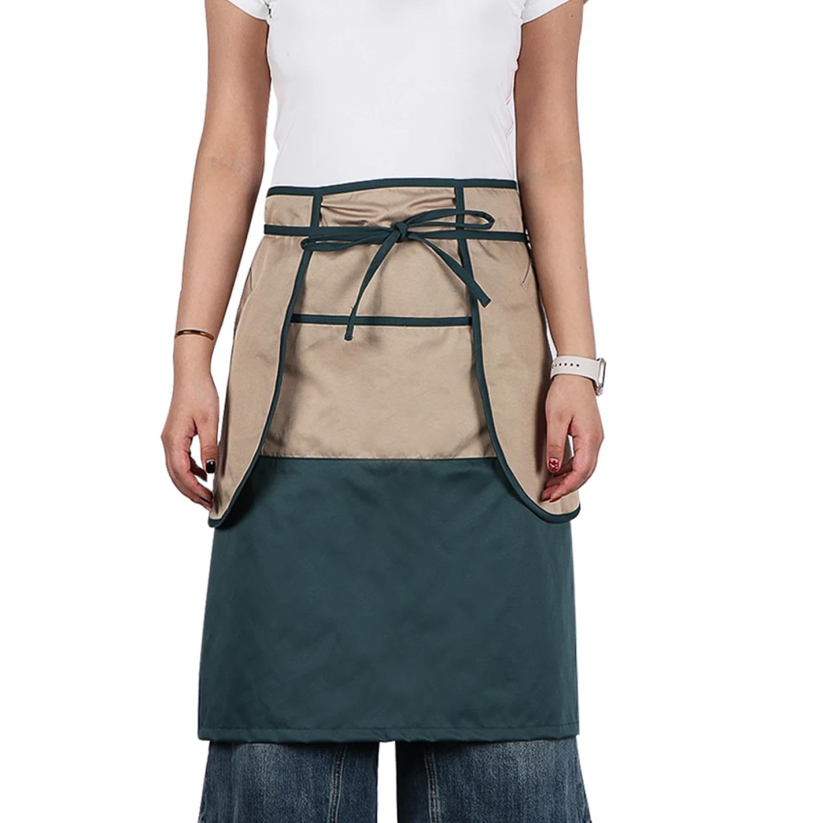 Delantal Cocina Baberos Delantal De Media Cintura con Bolsillos De Color Patchwork Ropa De Trabajo De Cocina para Restaurante para Hombres Y Mujeres