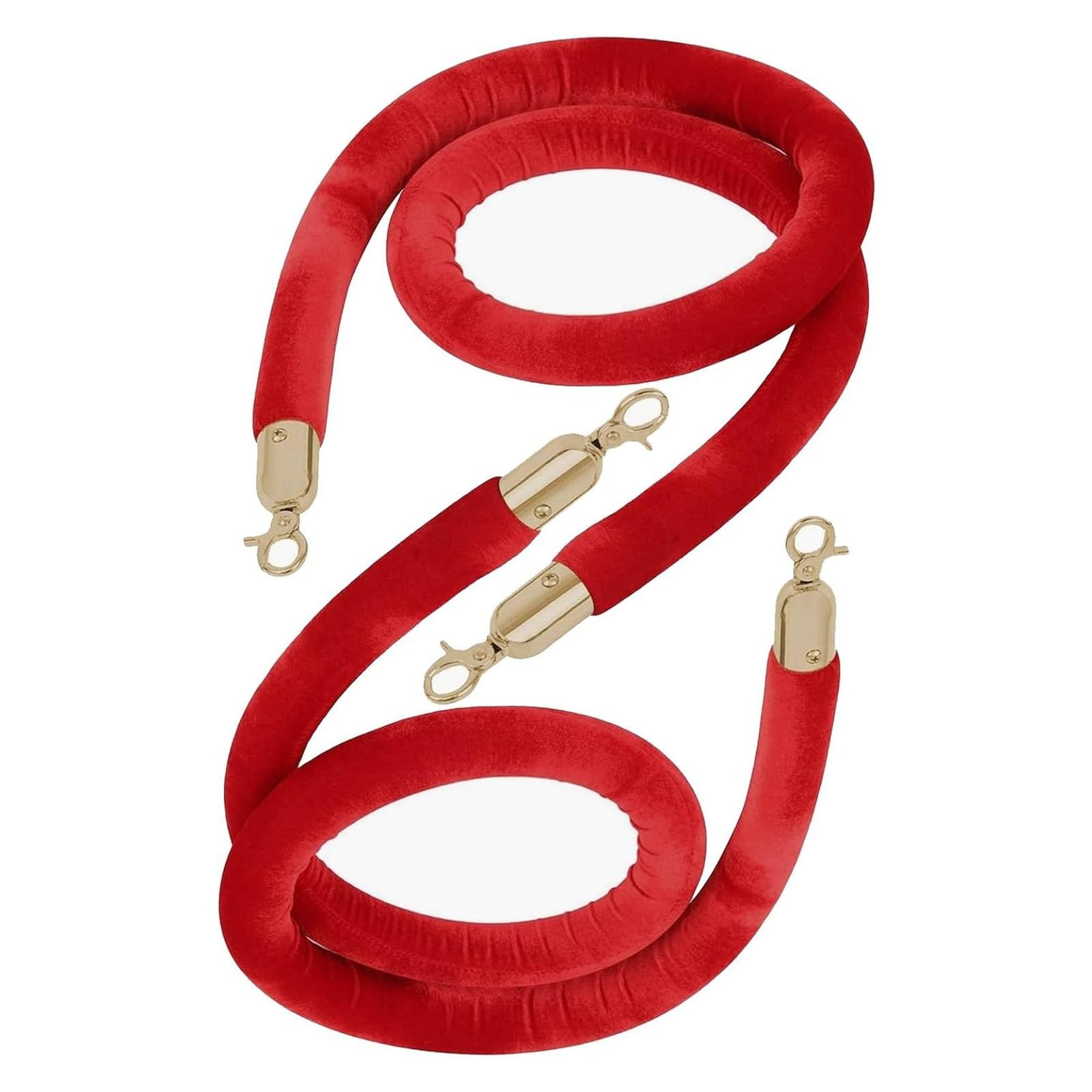 Barrier Rope, Velvet Crowd Control Rope with Clasps, for Queue Divider(Red B,7ft/215cm)