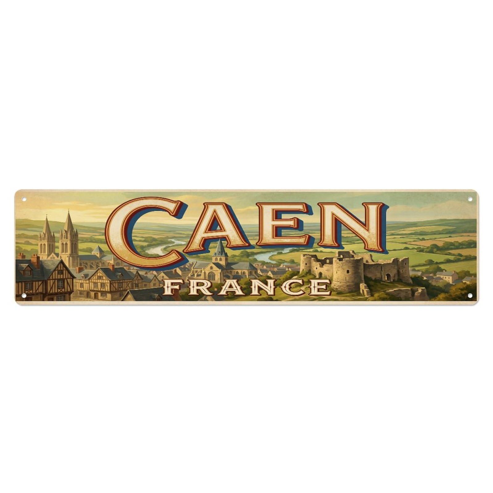 Metal Tin Sign Vintage Travel France Caen