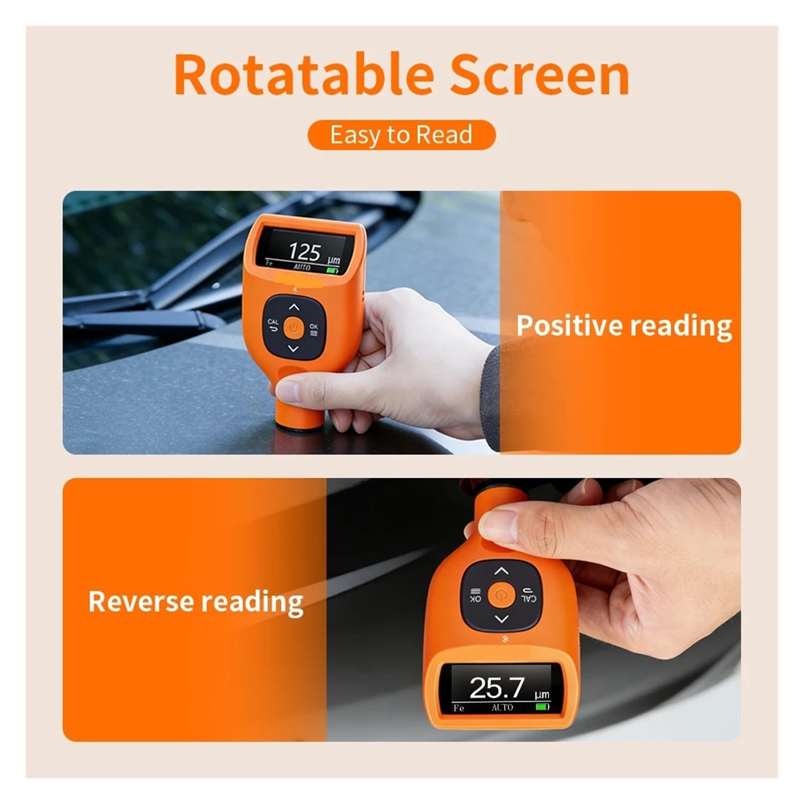 calibración auto de la pantalla LCD del probador del grueso de capa de pintura de los 0-9900μm | Medidor de espesor de película de pintura for automóviles Medidor de sonda Fe NFe(CTG-2)