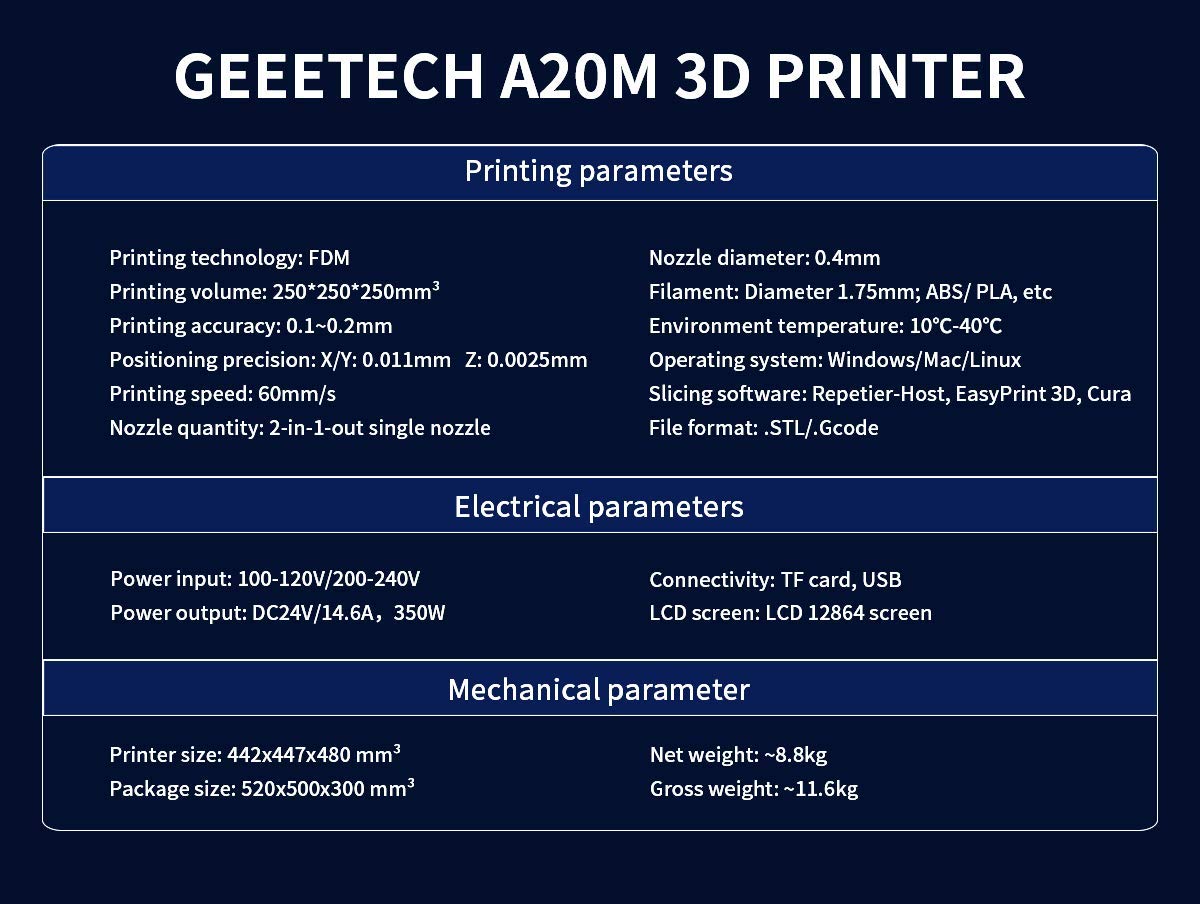 GIANTARM Geeetech A20M 3D-Drucker mit großer Druckgröße Hohe Präzision Prusa I3 DIY Kit