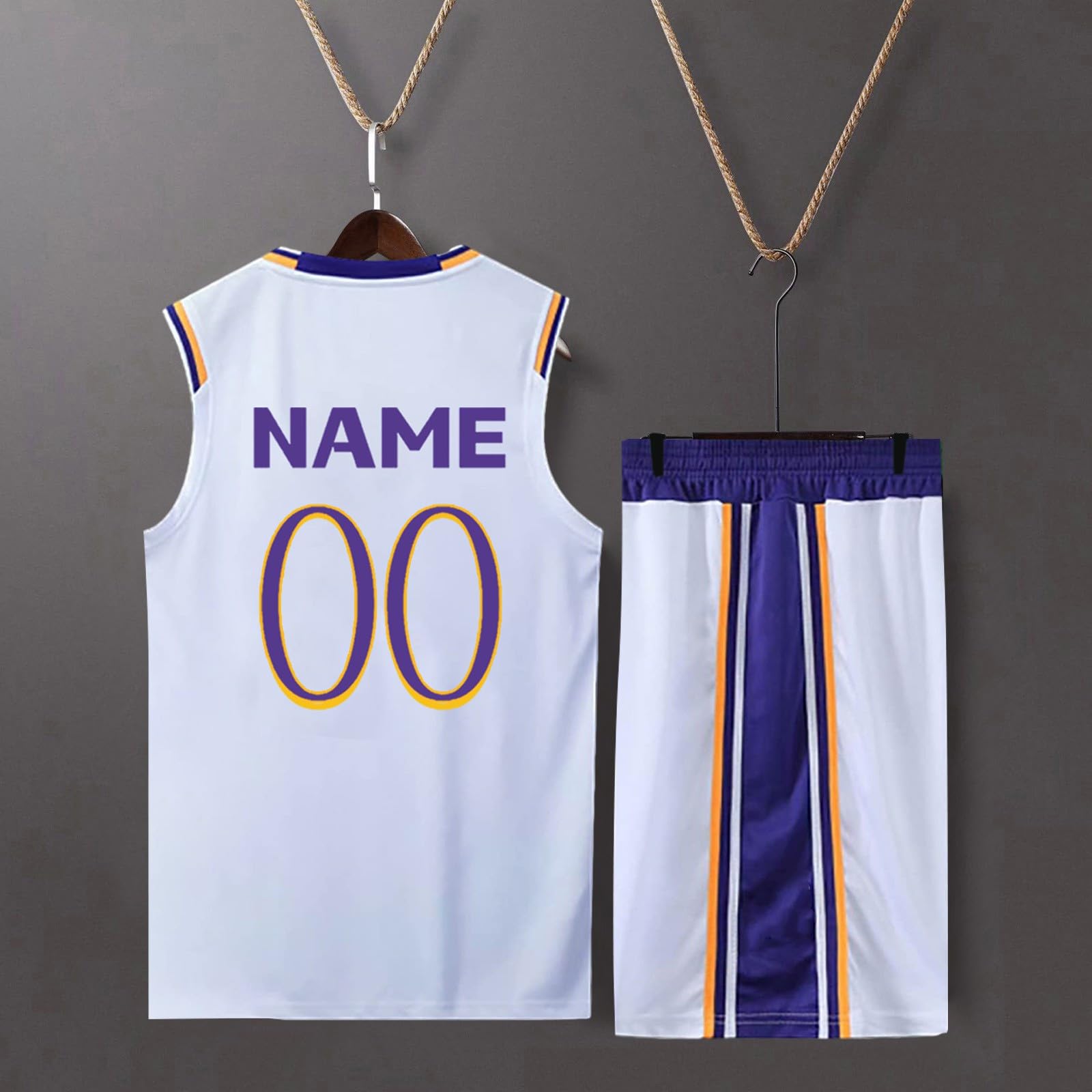 2 Pièces Maillot Basketball Enfant/Adulte Personnalisable, Maillot sans Manches + Pantalon Court Enfants/Adulte Personnalisé, Basket Maillots et Short Ensemble Personnalisable