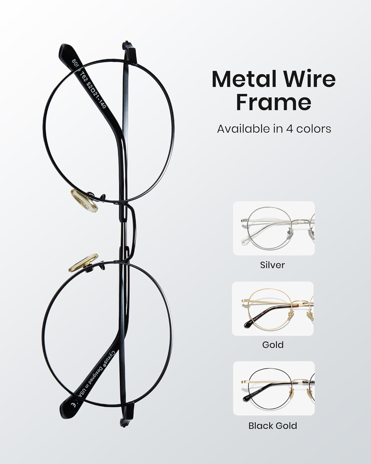 Cyxus Blue Light Glasses Men Woman, Wire Metal Frame, Reduce Eye Strain Anti-Migraine for Computer Office Study 8090 - Image 7