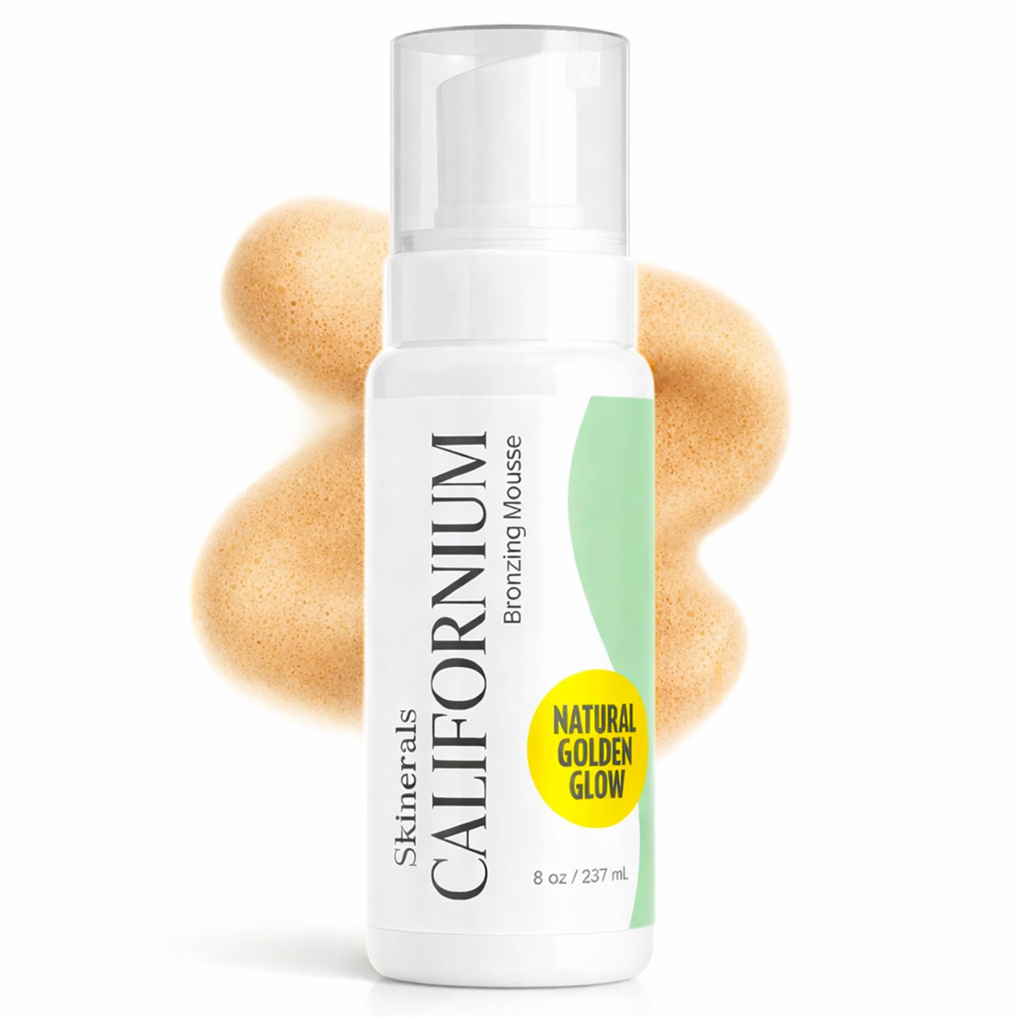 Self Tanner Mousse, Organic Sunless Tanning Foam for Face & Body, Natural Looking, Streak-Free, Quick-Drying, Long-Lasting Fake Tan, 8 oz, Californium