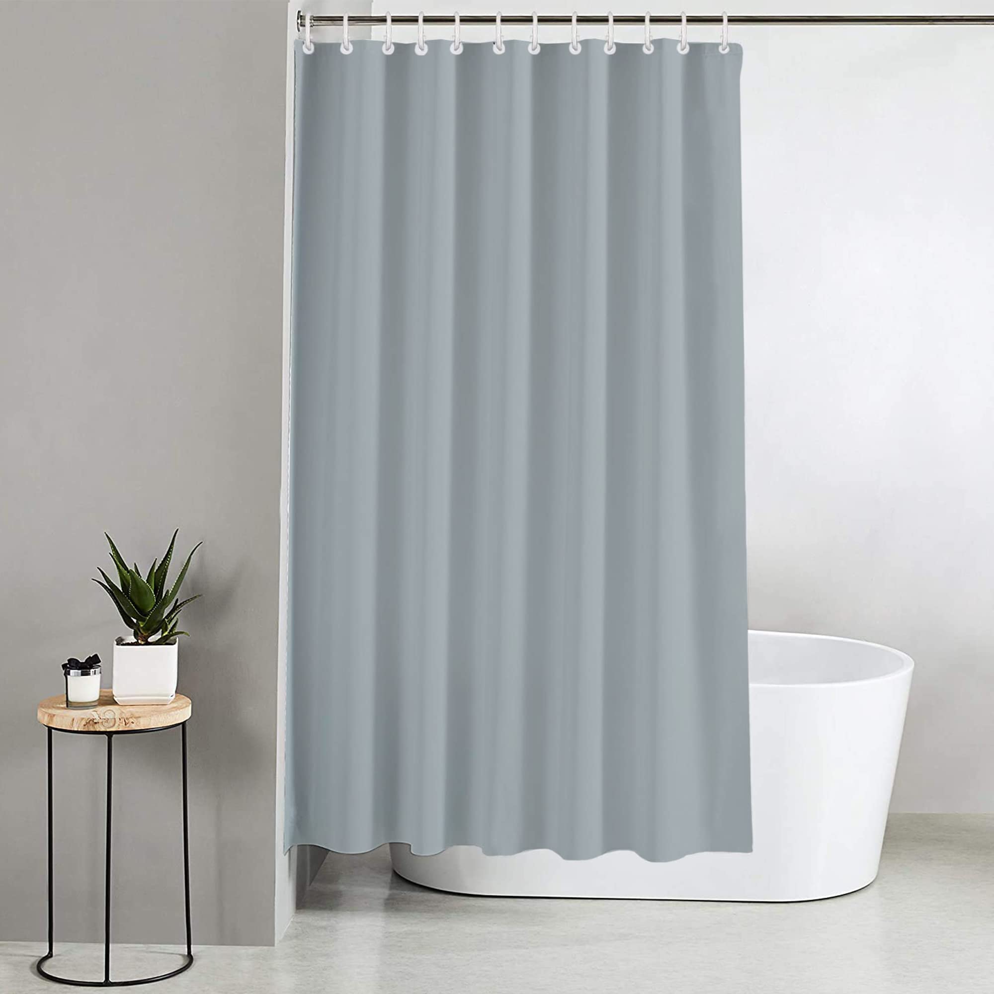 Blue Canyon Grey Polyester Shower Curtain - 180x180cm - Weighted Hem - Includes Rings