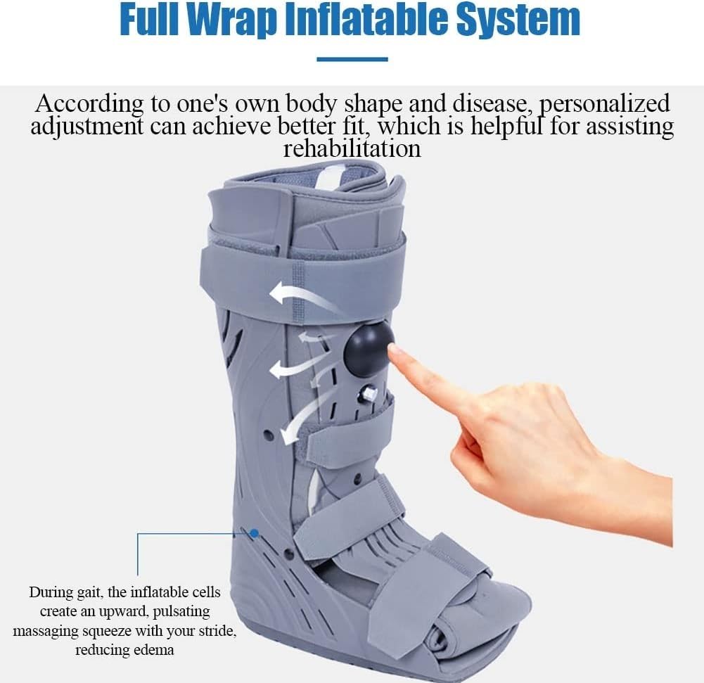 Ankle Fracture Boot Walker Boot Foot Semi-rigid Frame And Straps Full Wrap Inflatable System For Sprained Ankle, Foot Pain Recovery, Stress Fracture, Broken Foot, Achilles Tendonitis (Size : Large)